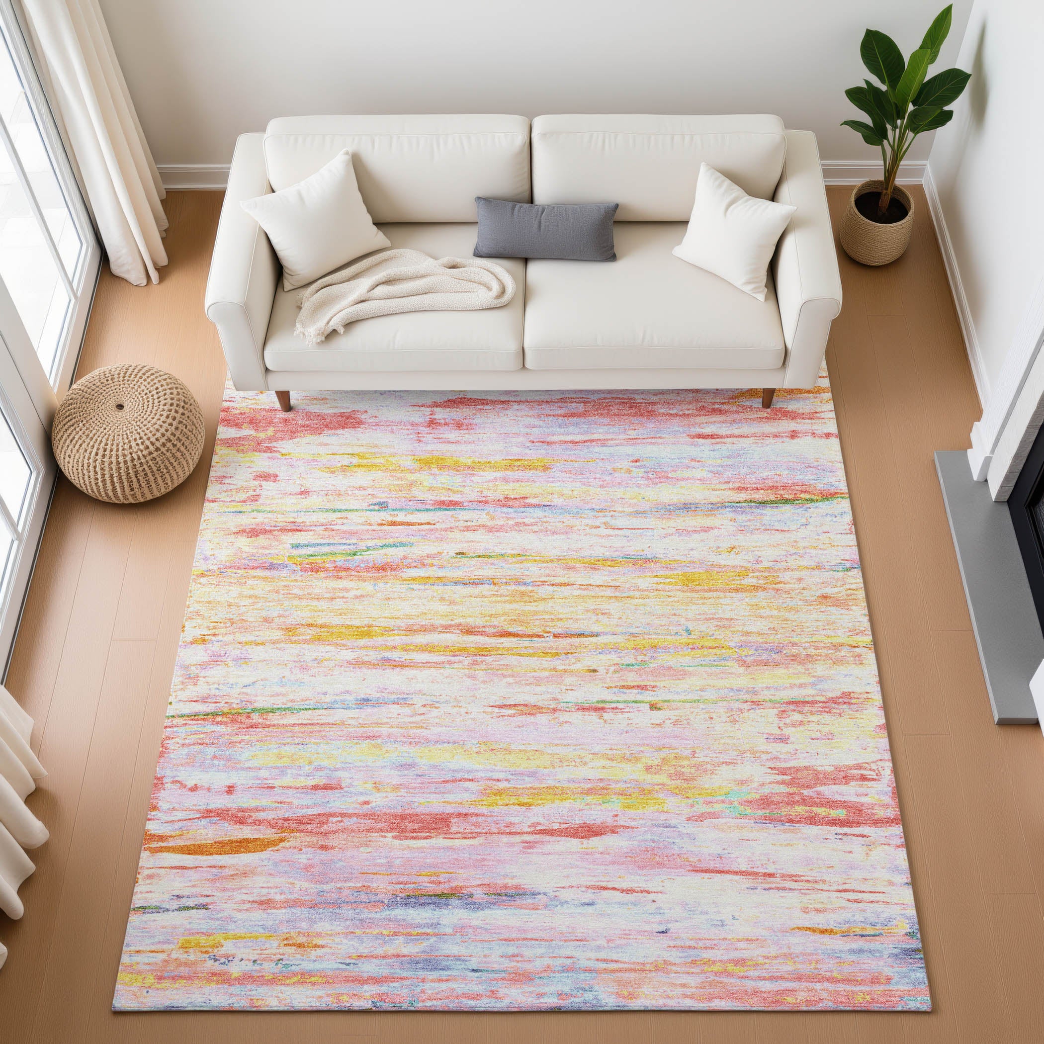 Sarajevo Machine Washable Transitional Coral Orange Rug 2'6" x 3'10" #shape_Rectangle