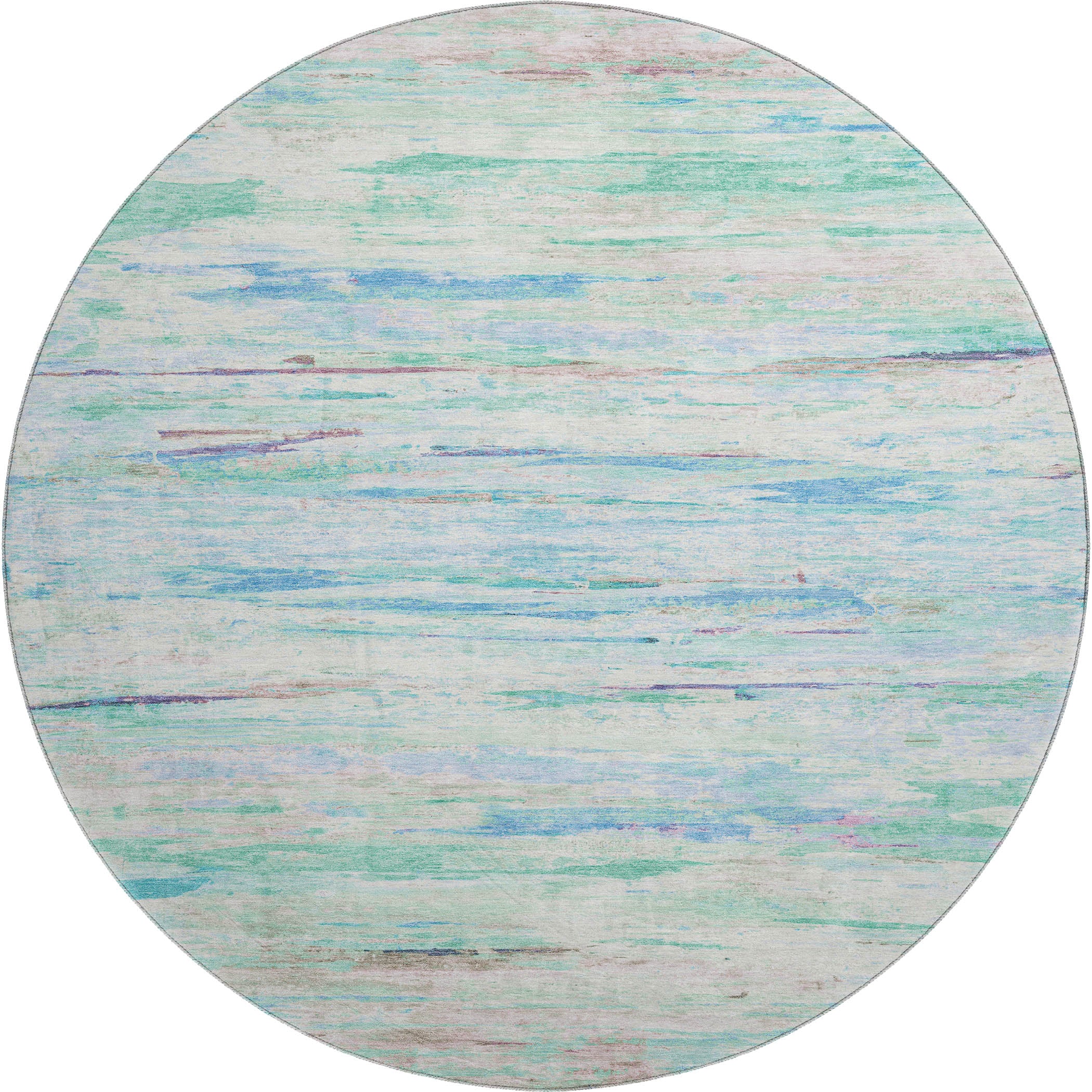 Sarajevo Machine Washable Transitional Teal Rug 8' x 8' #shape_Round