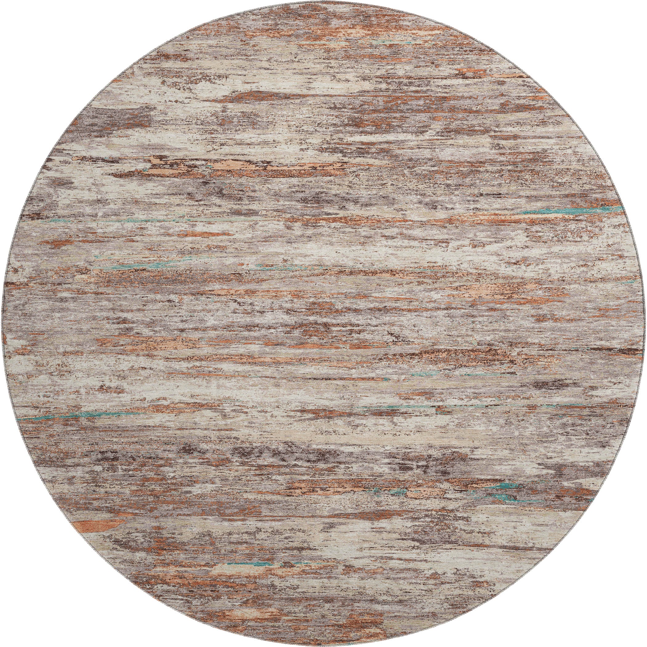 Sarajevo Machine Washable Transitional Terracotta Orange Rug 8' x 8' #shape_Round