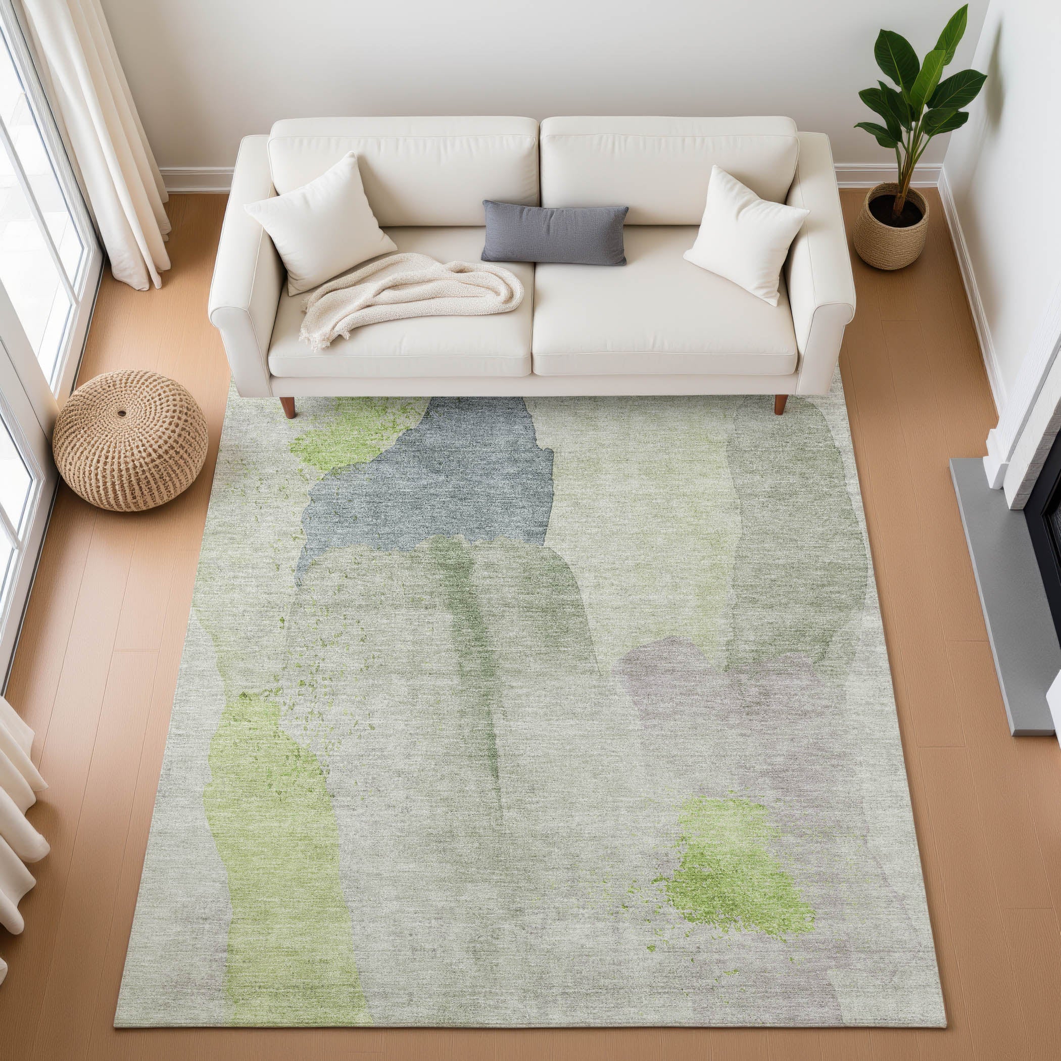 Mostar Machine Washable Transitional Aloe Green Rug 2'6" x 3'10" #shape_Rectangle