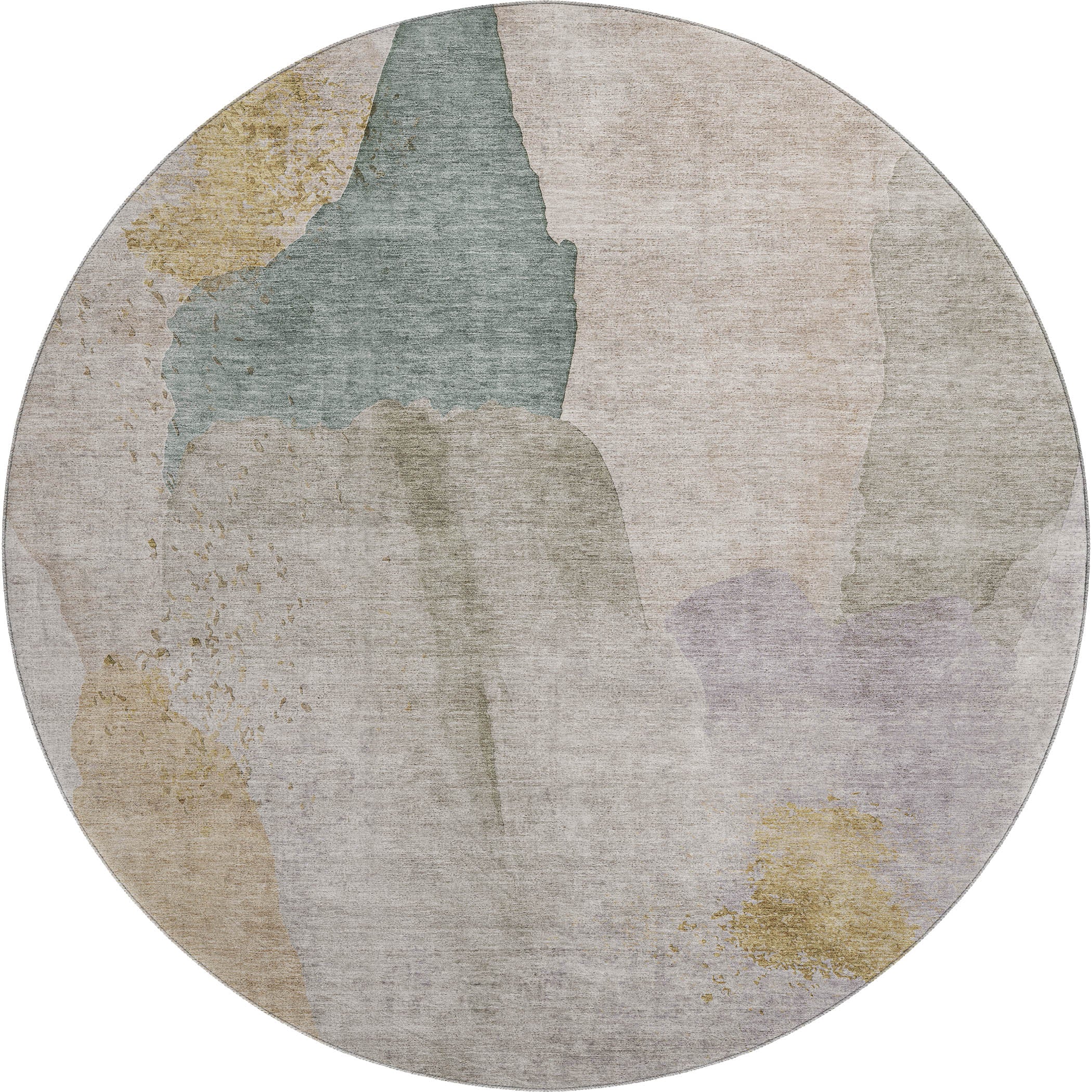 Mostar Machine Washable Transitional Beige Brown Rug 8' x 8' #shape_Round