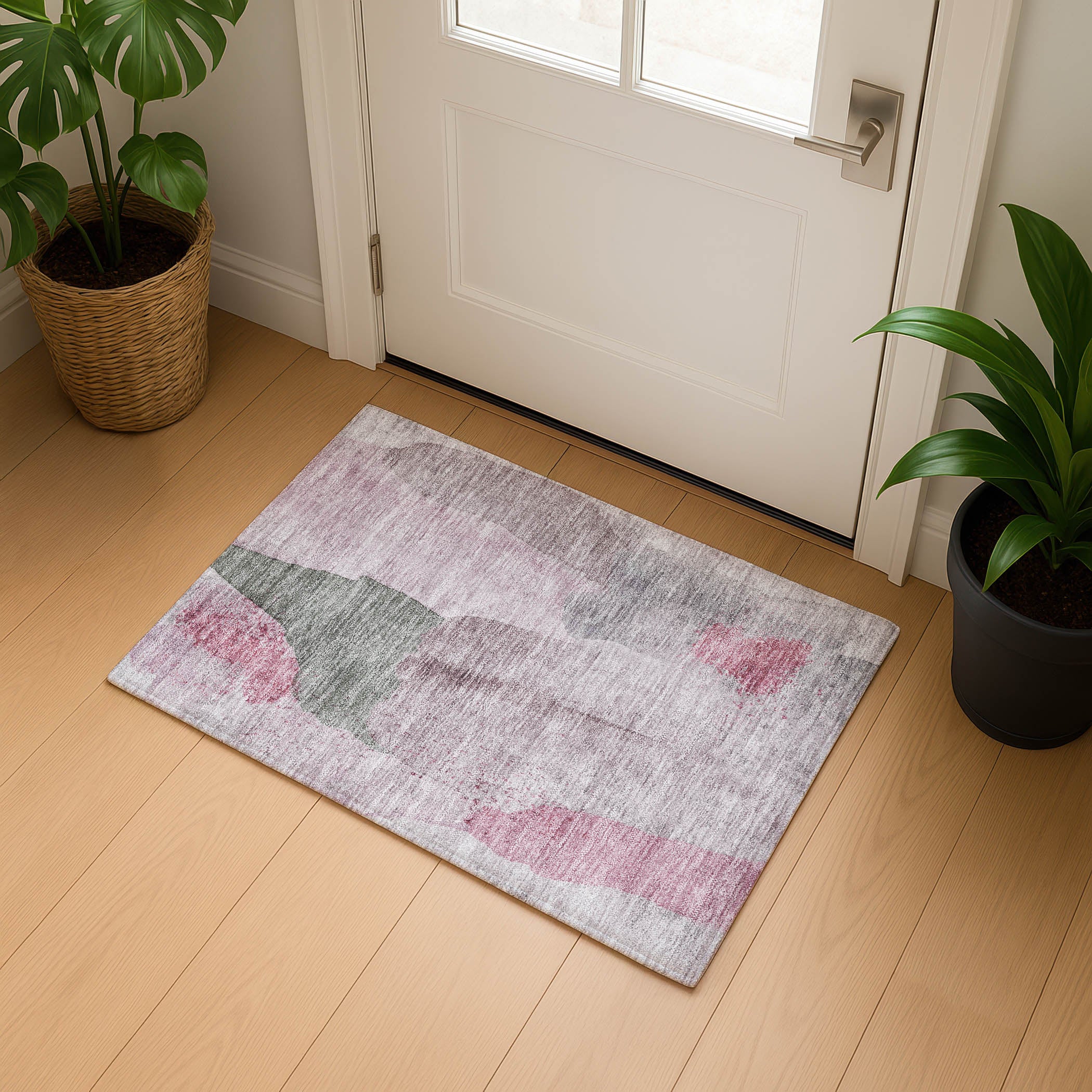 Mostar Machine Washable Transitional Blush Pink Rug 1'8" x 2'6" #shape_Rectangle
