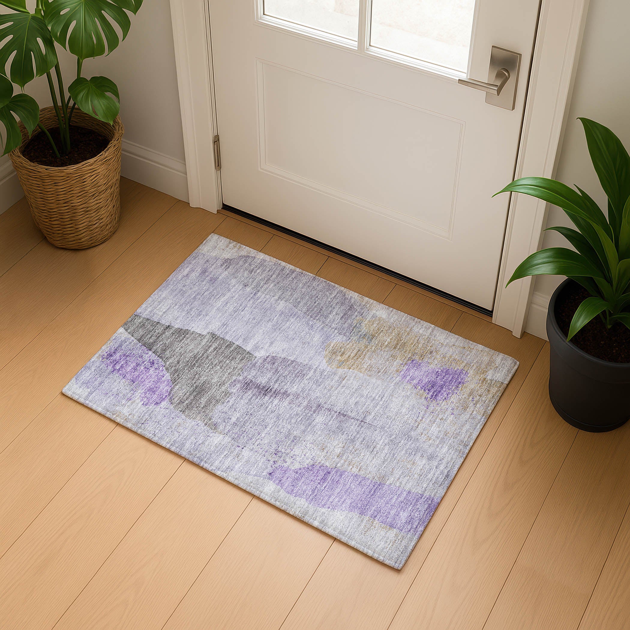 Mostar Machine Washable Transitional Lavender Purple Rug 1'8" x 2'6" #shape_Rectangle