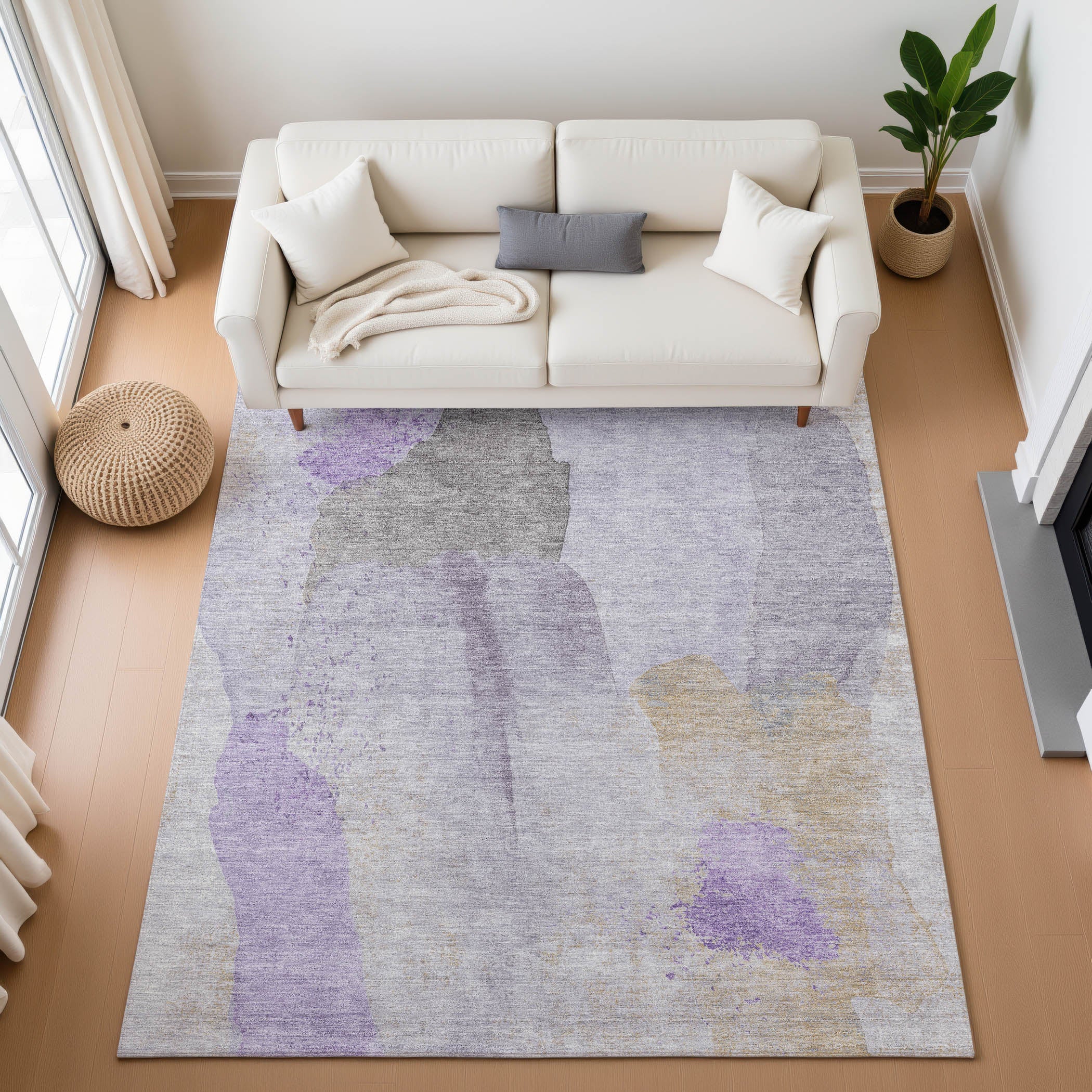 Mostar Machine Washable Transitional Lavender Purple Rug 2'6" x 3'10" #shape_Rectangle