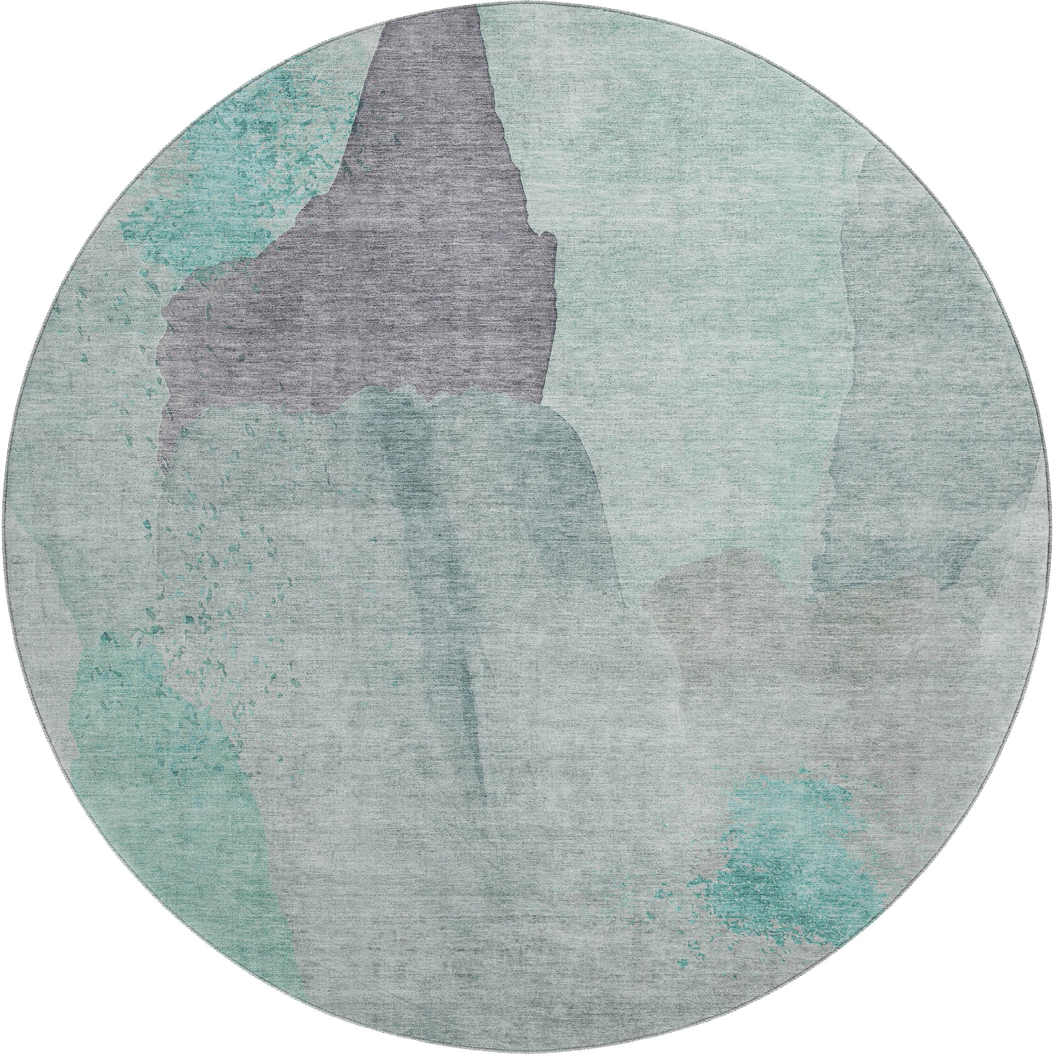 Mostar Machine Washable Transitional Teal Rug 8' x 8' #shape_Round