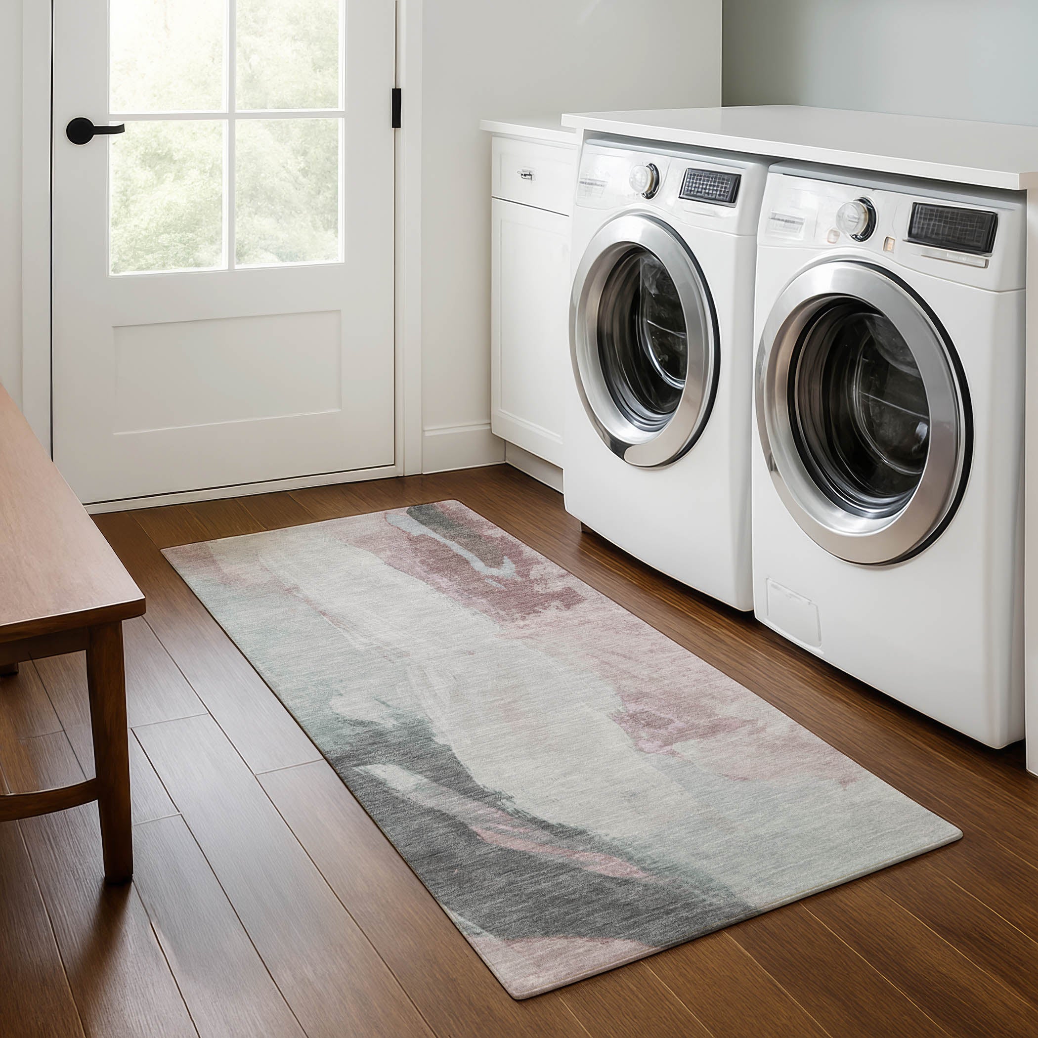 Rome Machine Washable Transitional Blush Pink Rug 2'3" x 7'6" #shape_Runner