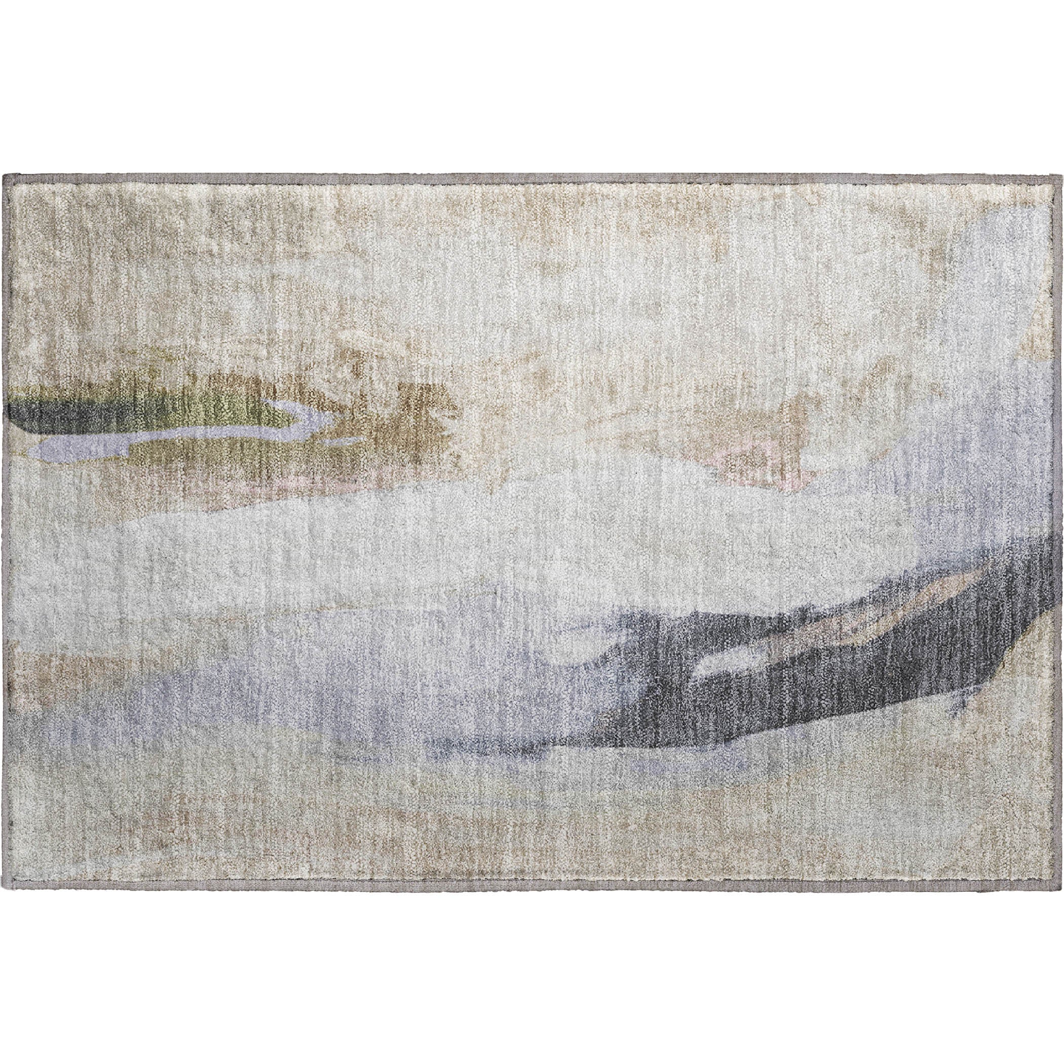 Rome Machine Washable Transitional Ivory Rug 1'8" x 2'6" #shape_Rectangle