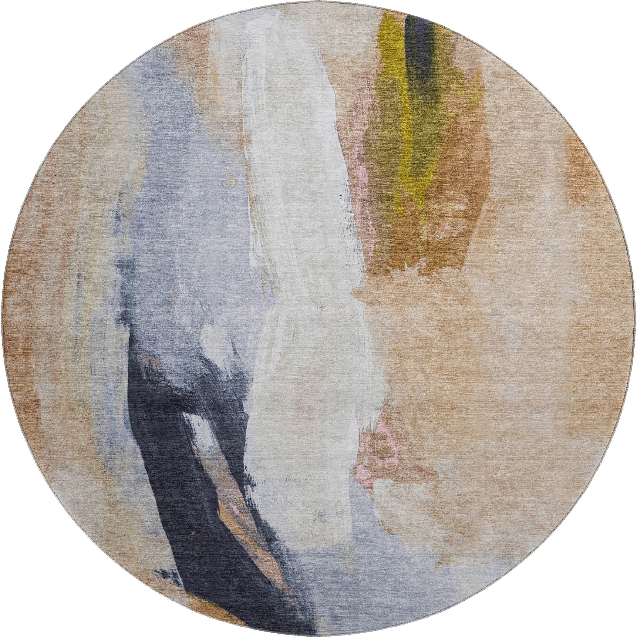 Rome Machine Washable Transitional Putty Ivory Rug 8' x 8' #shape_Round