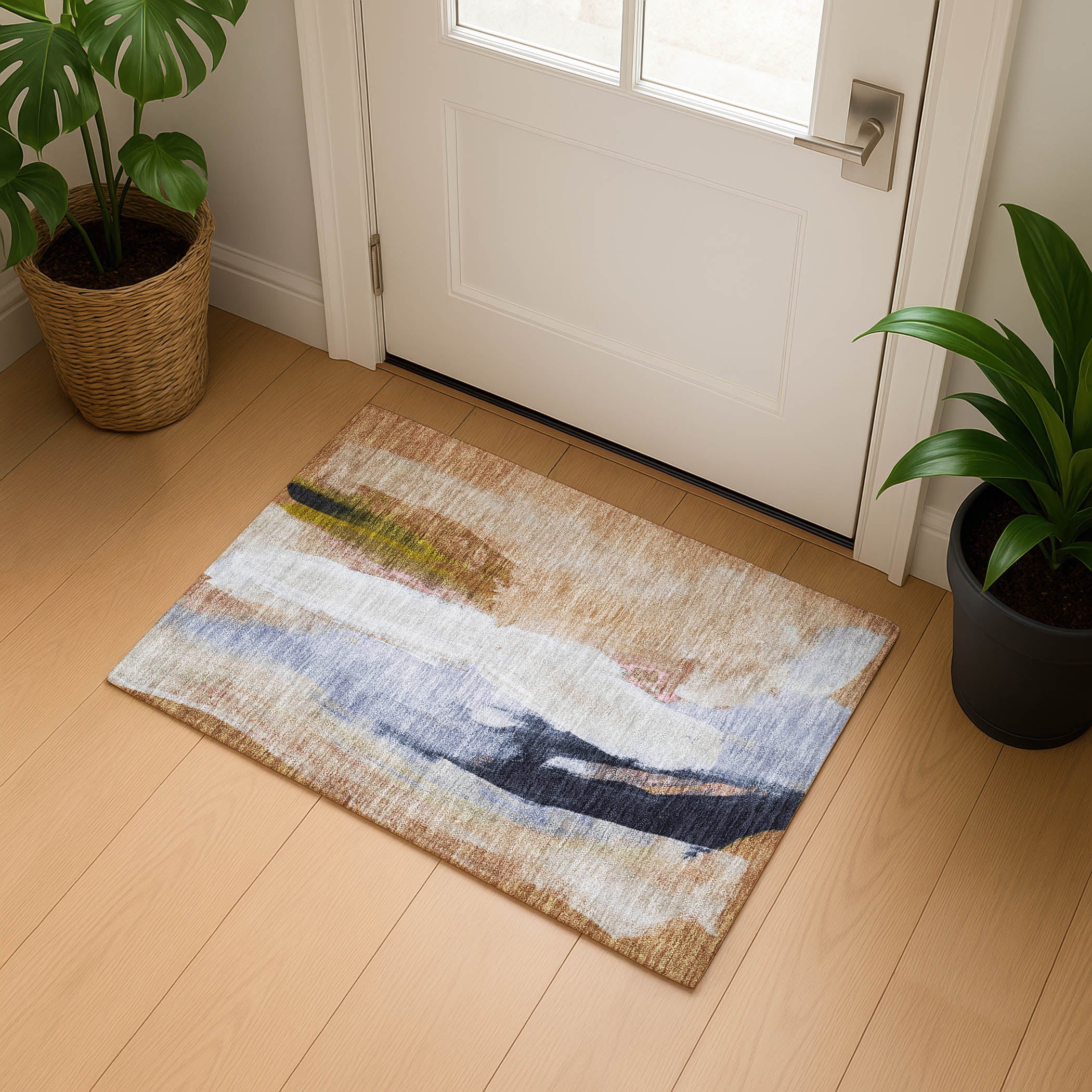 Rome Machine Washable Transitional Putty Ivory Rug 1'8" x 2'6" #shape_Rectangle