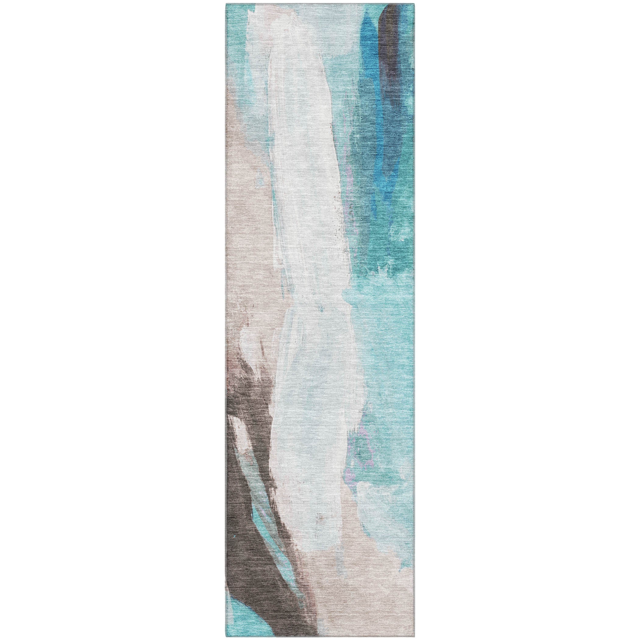 Rome Machine Washable Transitional Teal Rug 2'3" x 7'6" #shape_Runner