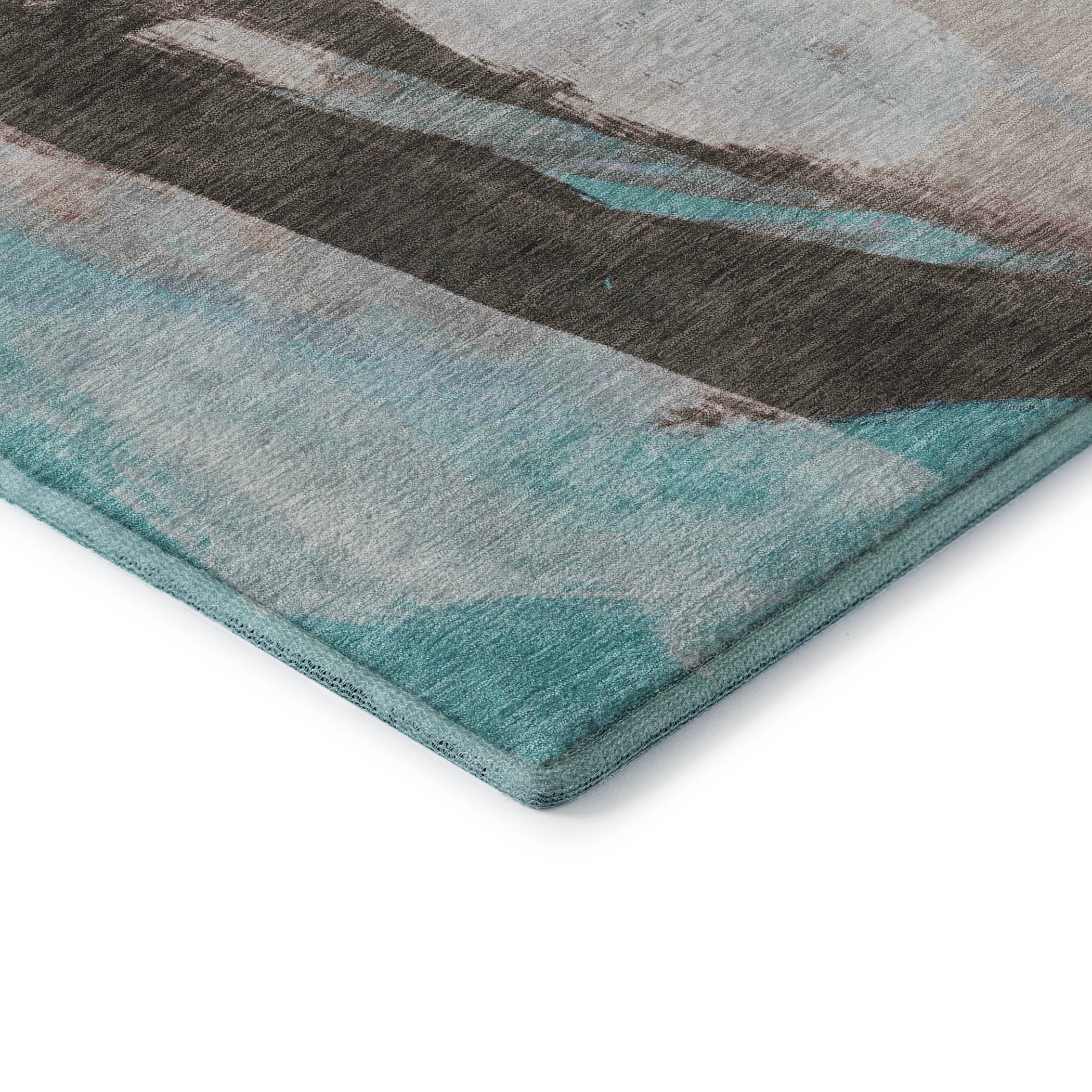 Rome Machine Washable Transitional Teal Rug 1'8" x 2'6" #shape_Rectangle