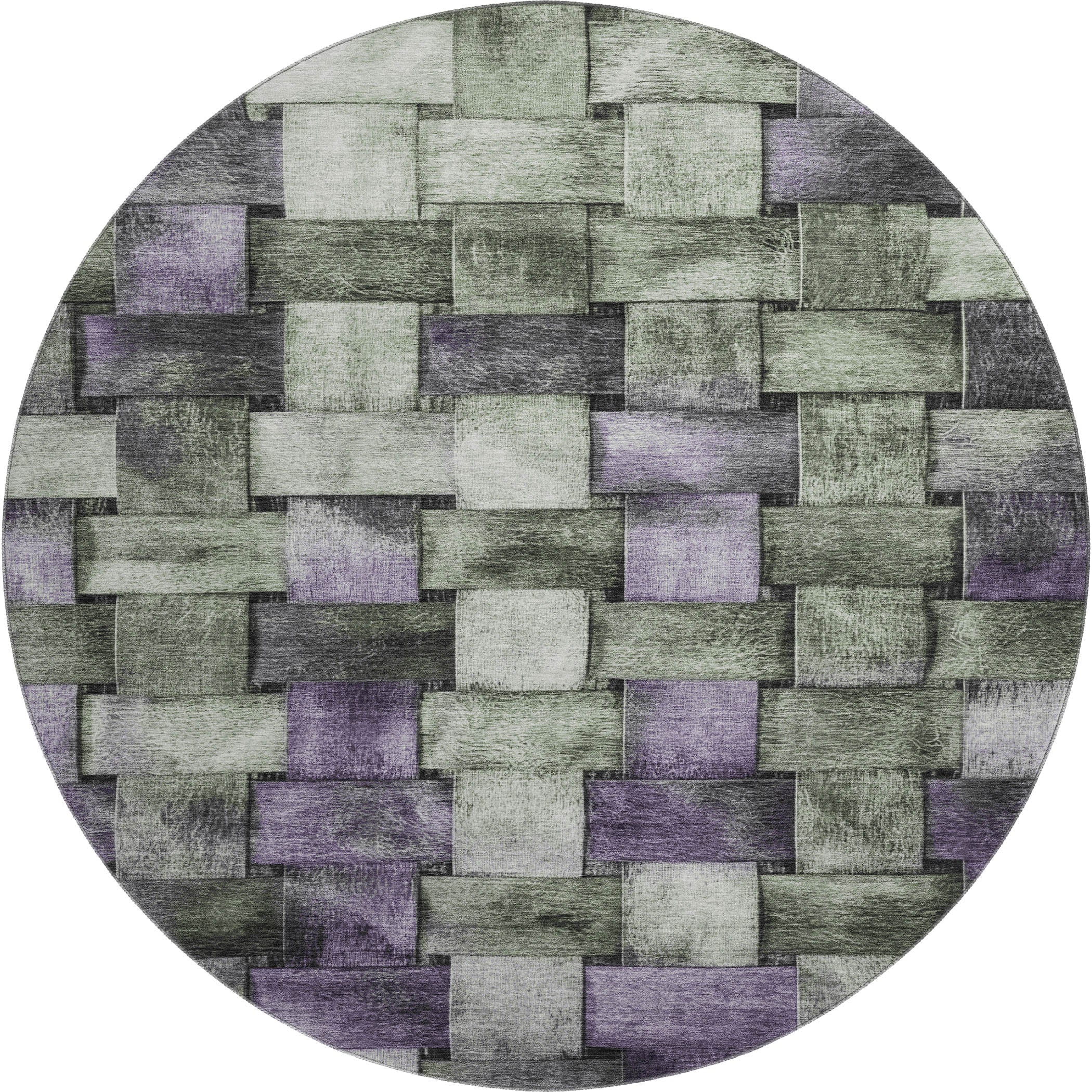 Vienna Machine Washable Transitional Sage Green Rug 8' x 8' #shape_Round