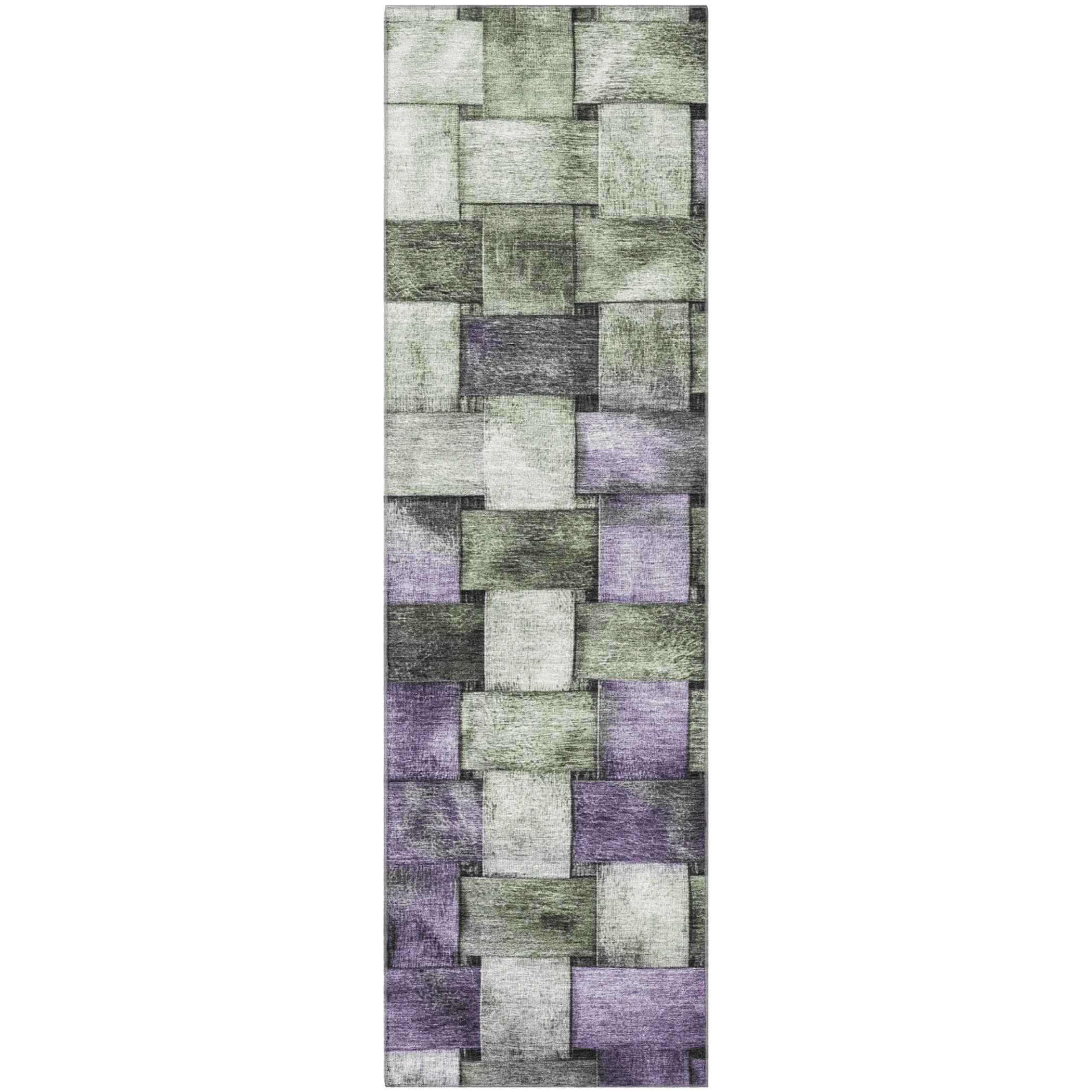 Vienna Machine Washable Transitional Sage Green Rug 2'3" x 7'6" #shape_Runner