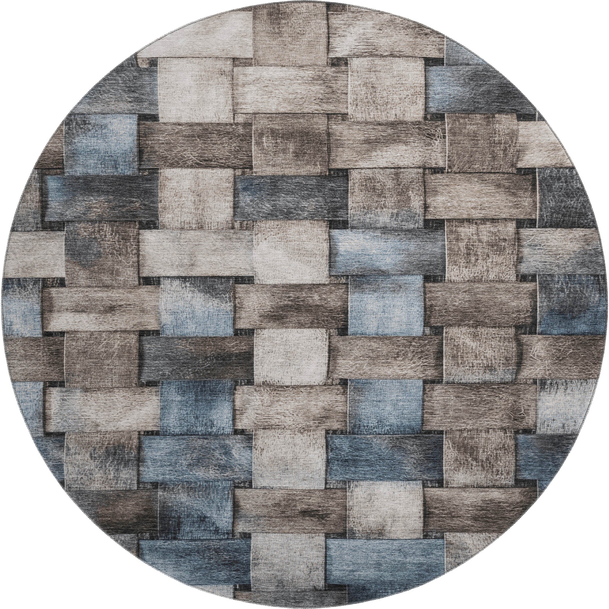 Vienna Machine Washable Transitional Taupe Brown Rug 8' x 8' #shape_Round