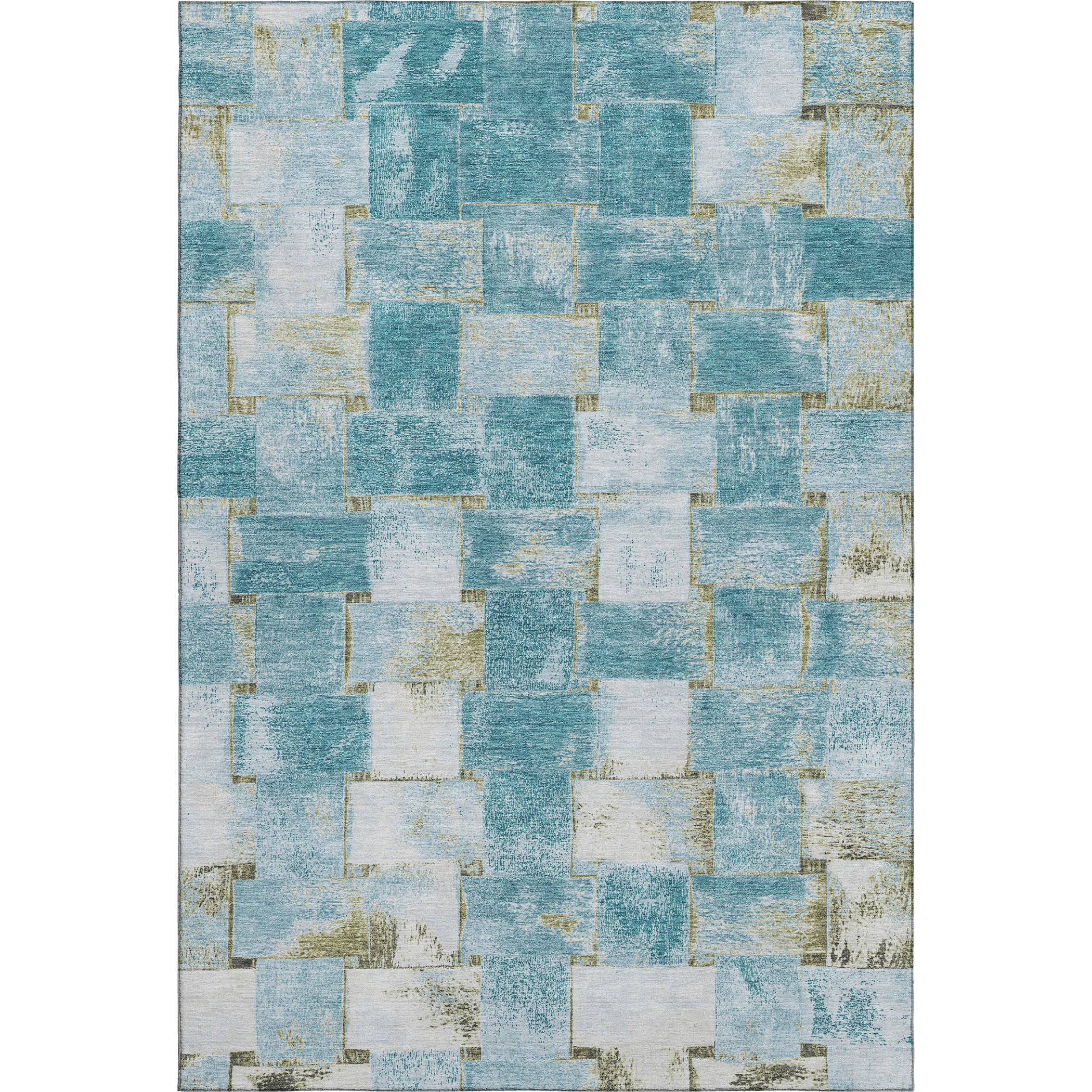 Vienna Machine Washable Transitional Teal Rug 2'6" x 3'10" #shape_Rectangle