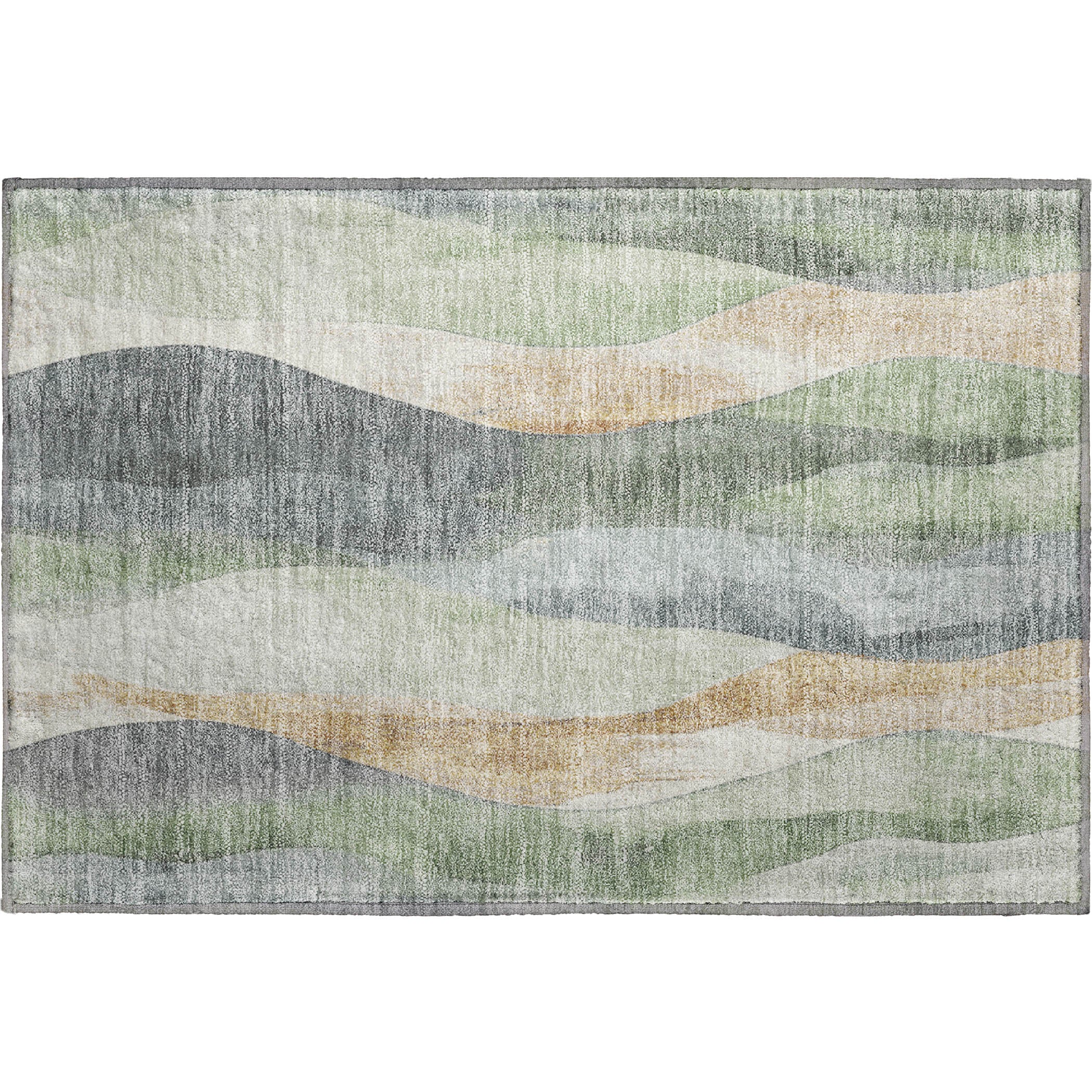Santorini Machine Washable Transitional Aloe Green Rug 1'8" x 2'6" #shape_Rectangle