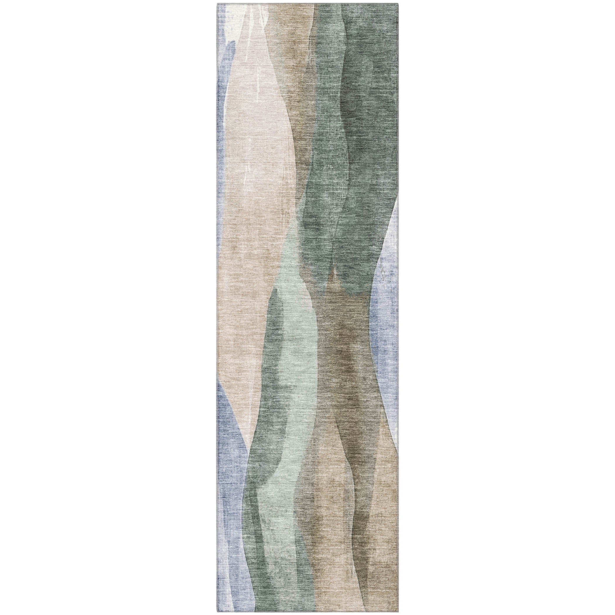 Santorini Machine Washable Transitional Beige Brown Rug 2'3" x 7'6" #shape_Runner