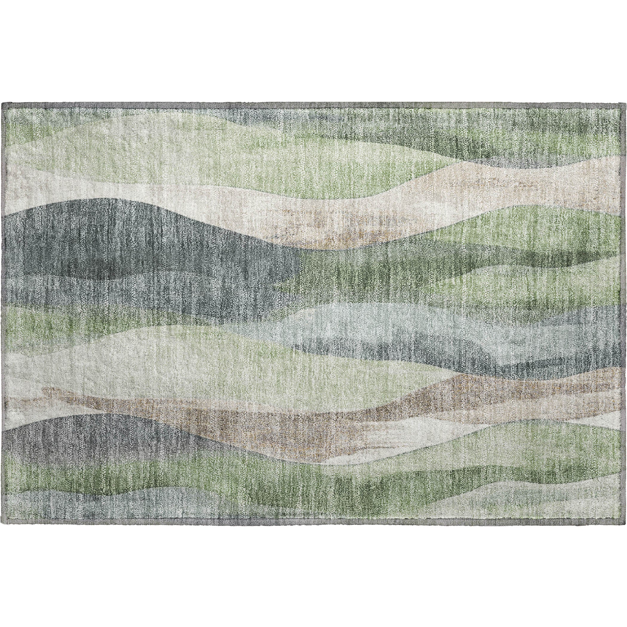 Santorini Machine Washable Transitional Fern Green Rug 1'8" x 2'6" #shape_Rectangle