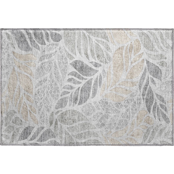 Lucerne Machine Washable Tropical Fog Gray Rug 1'8" x 2'6"
