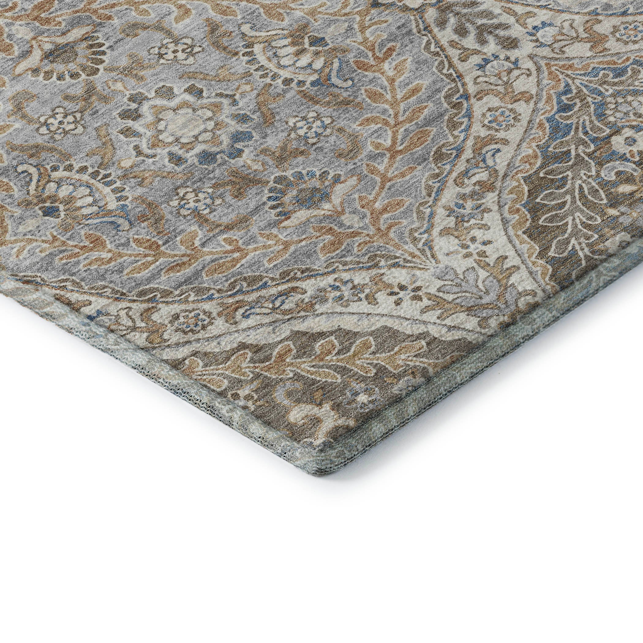 Florence Machine Washable Traditional Beige Brown Rug 1'8" x 2'6" #shape_Rectangle