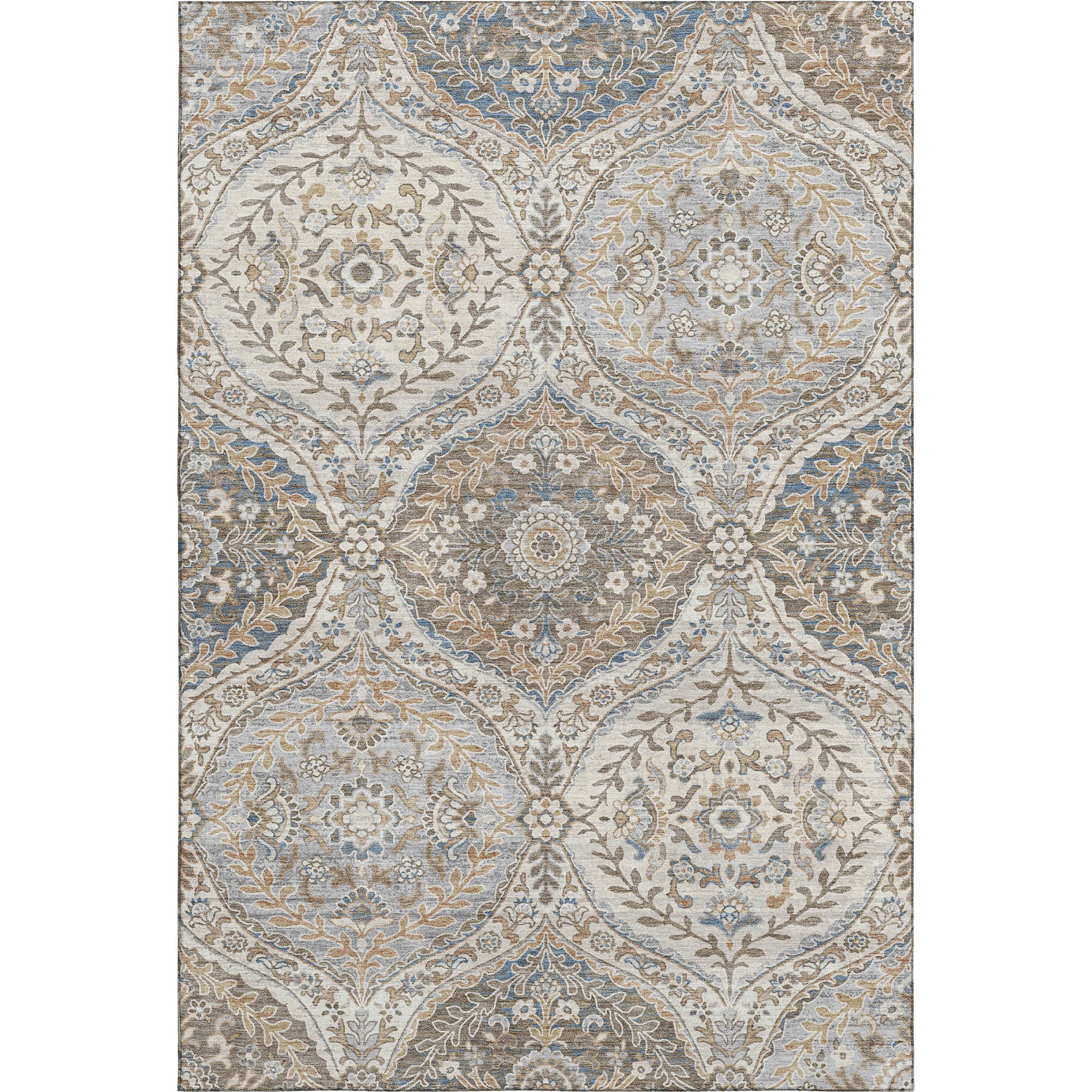 Florence Machine Washable Traditional Beige Brown Rug 2'6" x 3'10" #shape_Rectangle