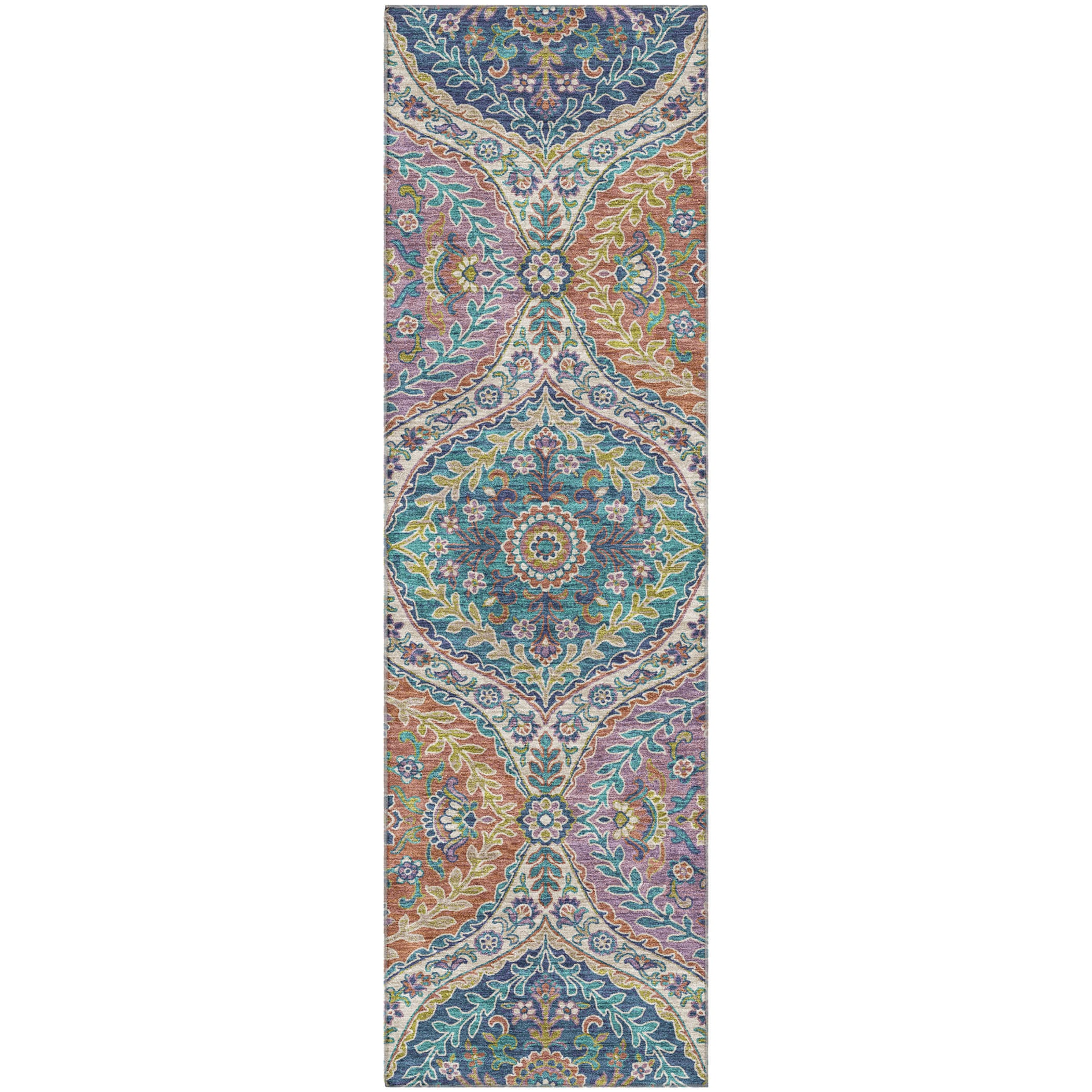 Florence Machine Washable Traditional Blue Rug 2'3" x 7'6" #shape_Runner