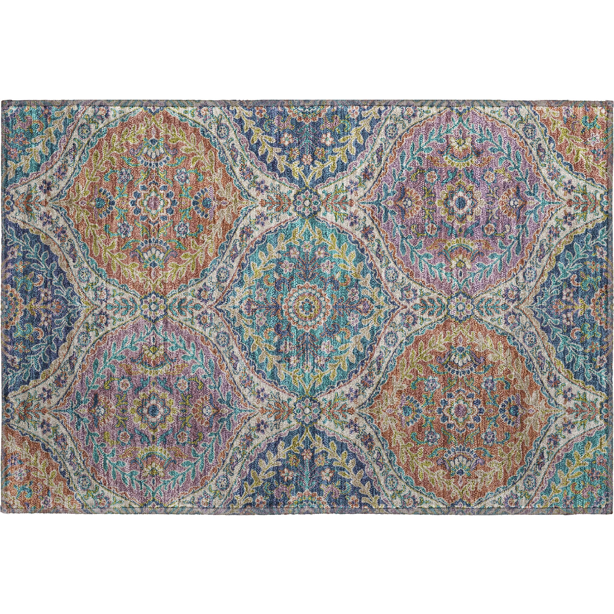 Florence Machine Washable Traditional Blue Rug 1'8" x 2'6" #shape_Rectangle