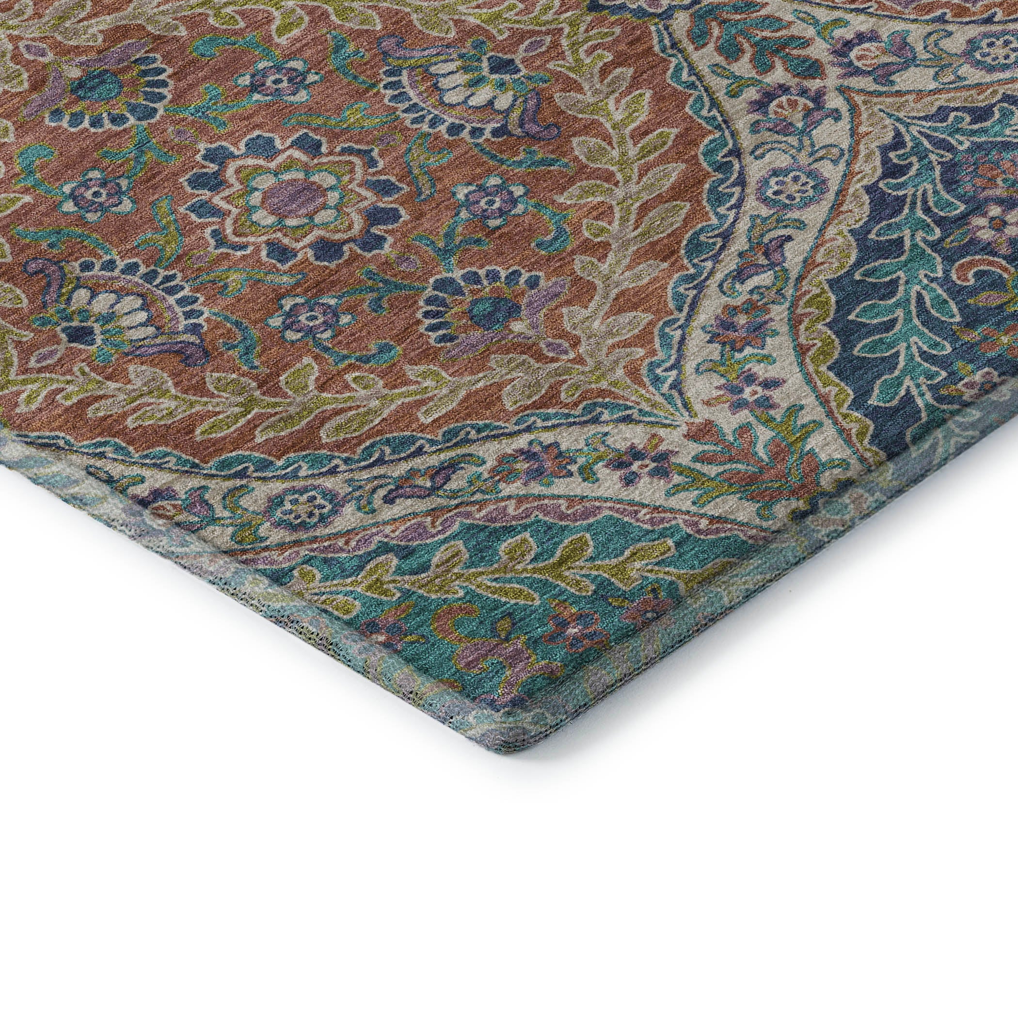 Florence Machine Washable Traditional Blue Rug 1'8" x 2'6" #shape_Rectangle