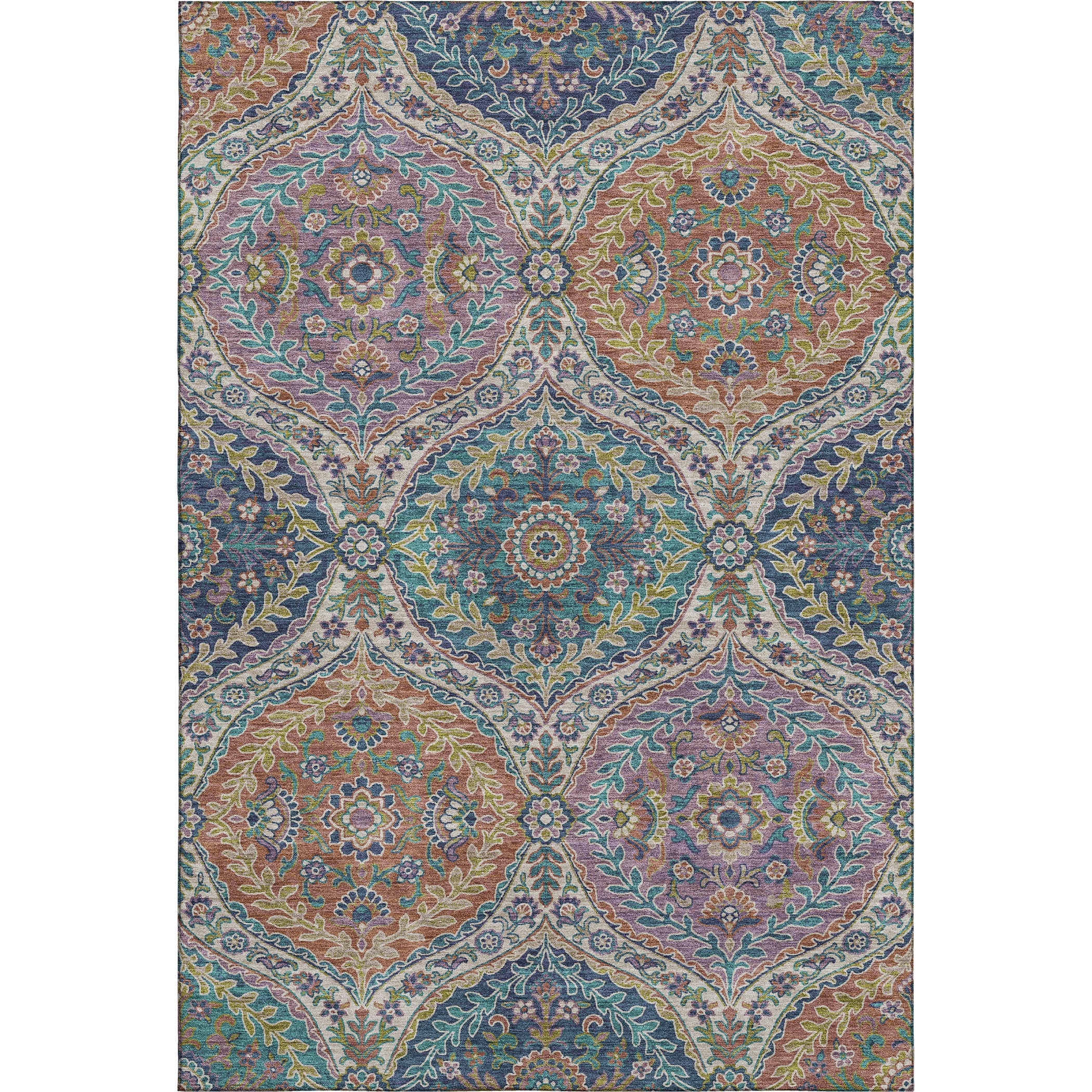 Florence Machine Washable Traditional Blue Rug 2'6" x 3'10" #shape_Rectangle