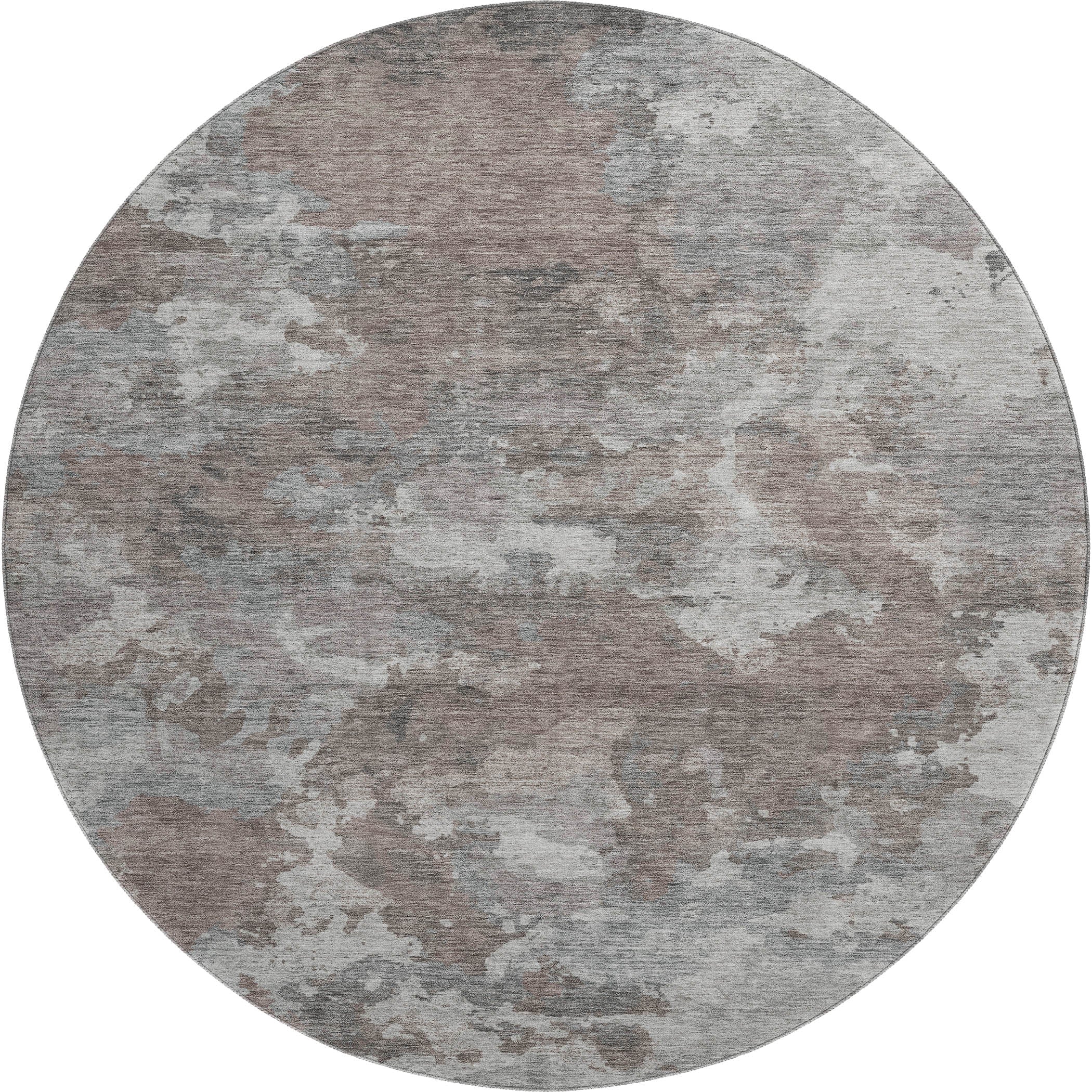 Chiang Mai Machine Washable Transitional Brown Rug 8' x 8' #shape_Round