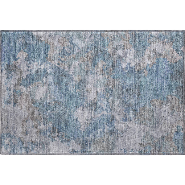 Chiang Mai Machine Washable Transitional Denim Blue Rug 1'8" x 2'6"
