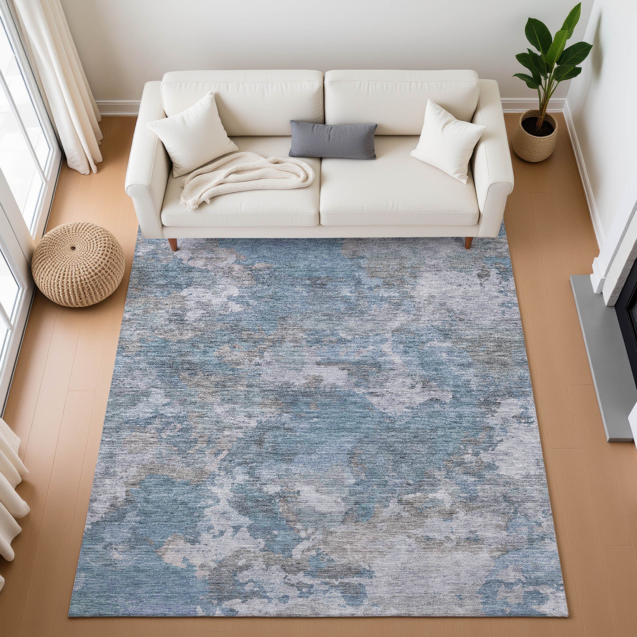 Chiang Mai Machine Washable Transitional Denim Blue Rug 2'6" x 3'10" #shape_Rectangle