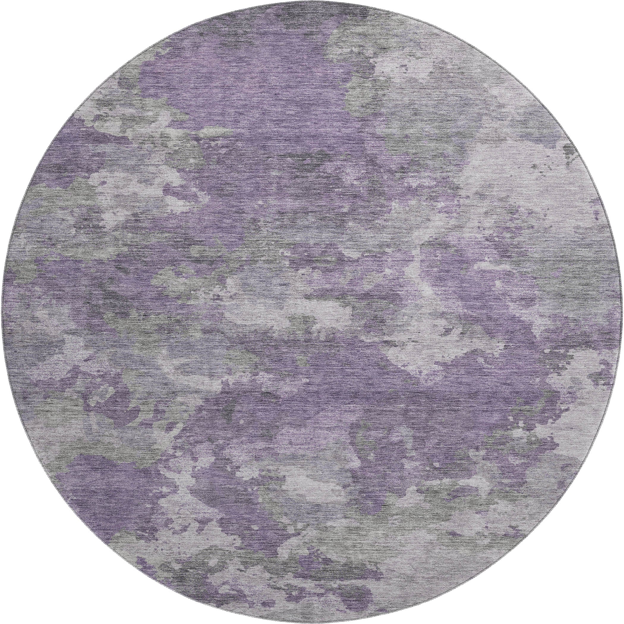 Chiang Mai Machine Washable Transitional Purple Rug 8' x 8' #shape_Round