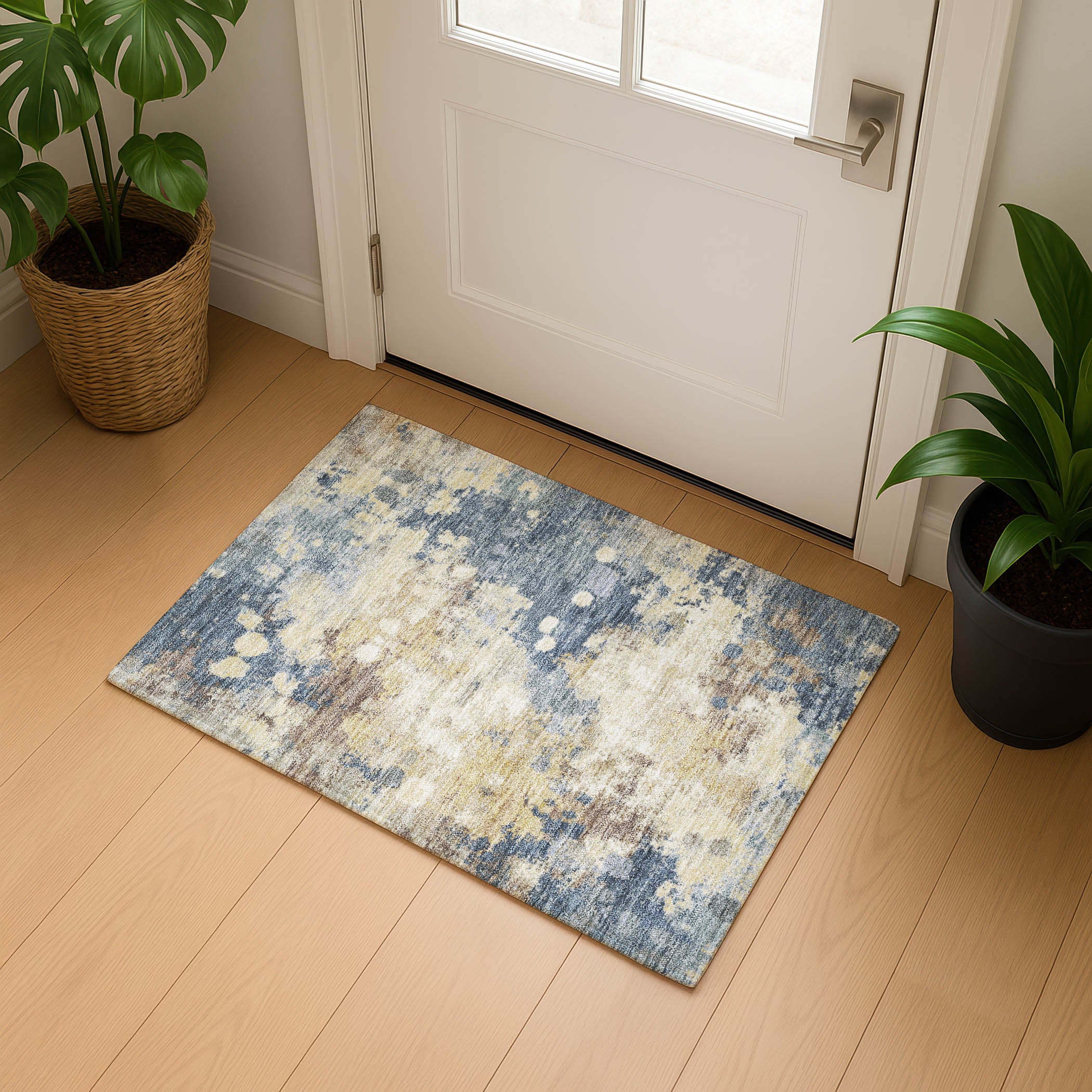 Kathmandu Machine Washable Transitional Gold Rug 1'8" x 2'6" #shape_Rectangle