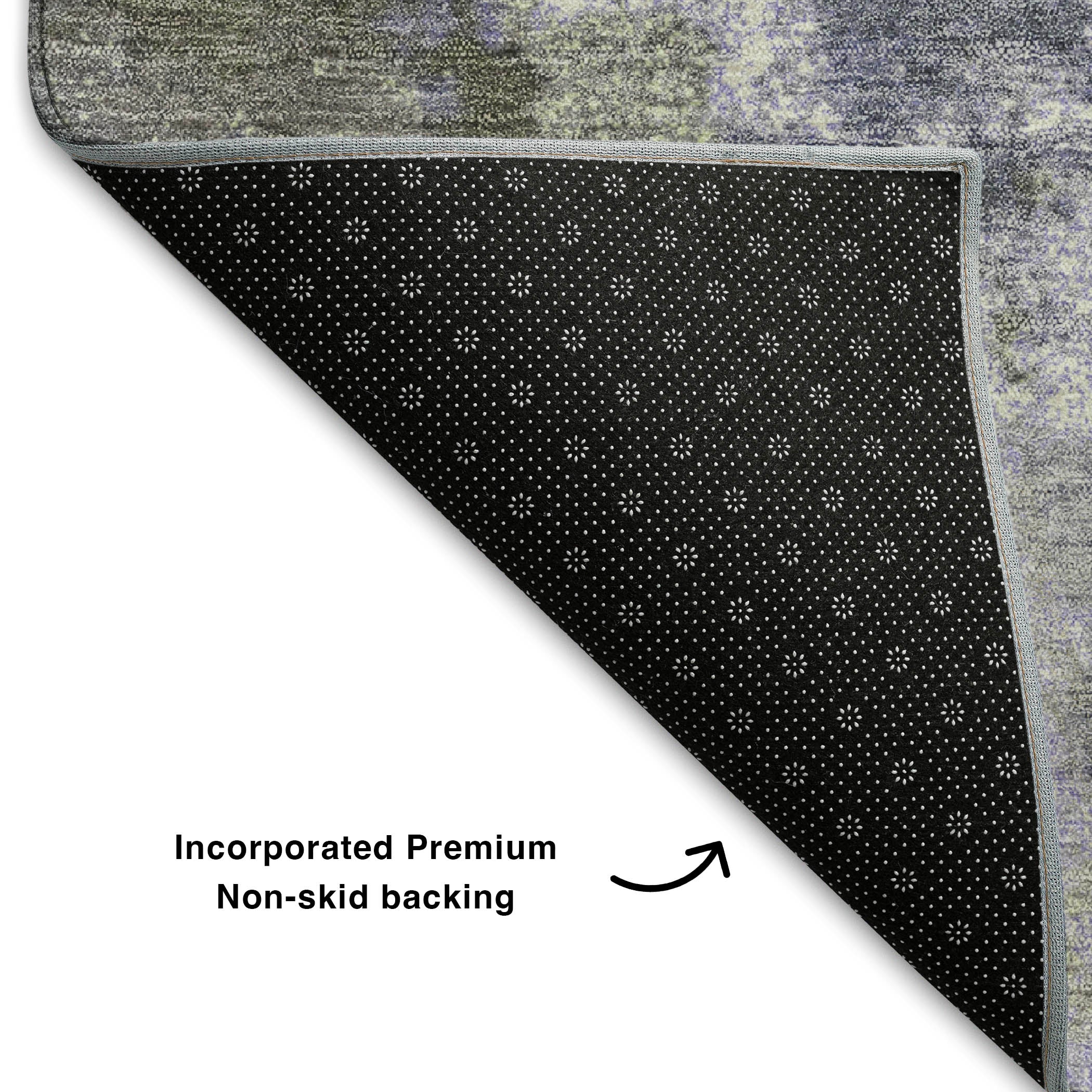 Kathmandu Machine Washable Transitional Lavender Purple Rug 1'8" x 2'6" #shape_Rectangle