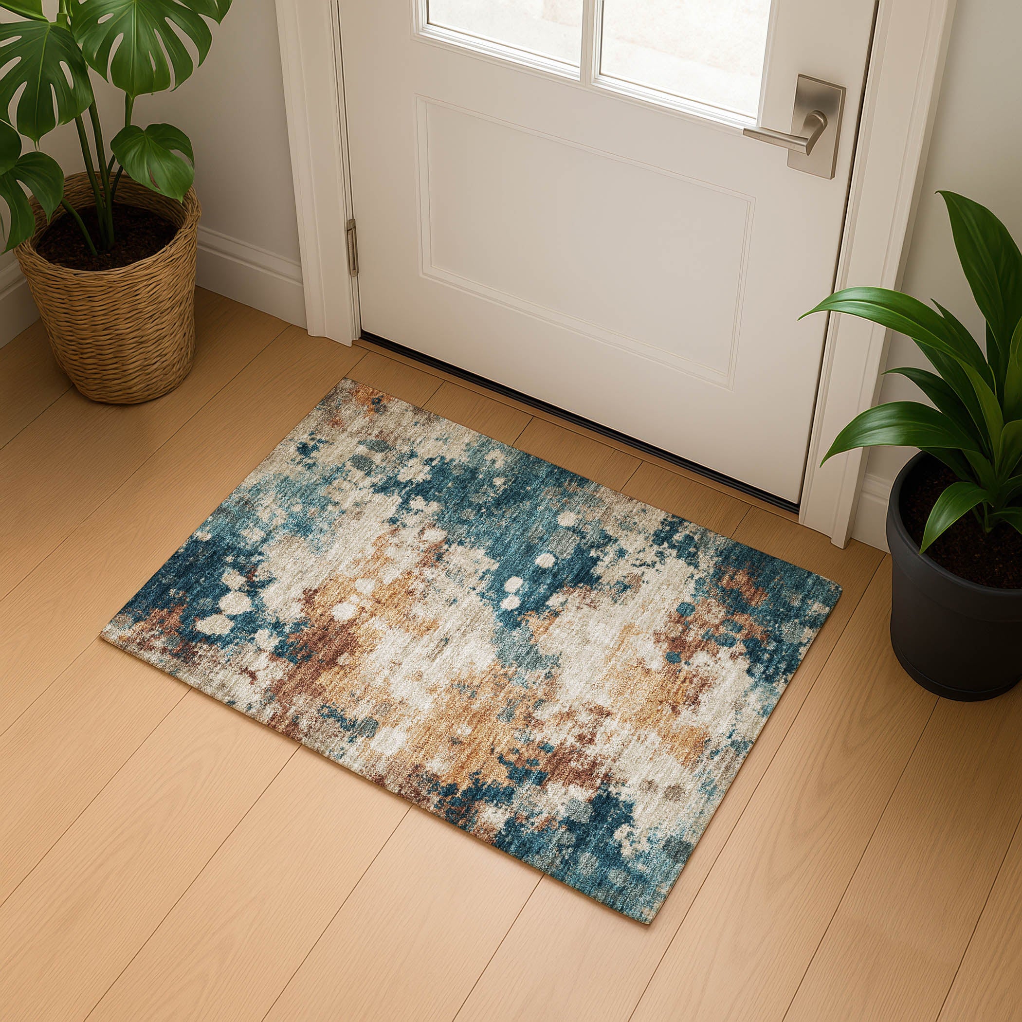 Kathmandu Machine Washable Transitional Putty Ivory Rug 1'8" x 2'6" #shape_Rectangle