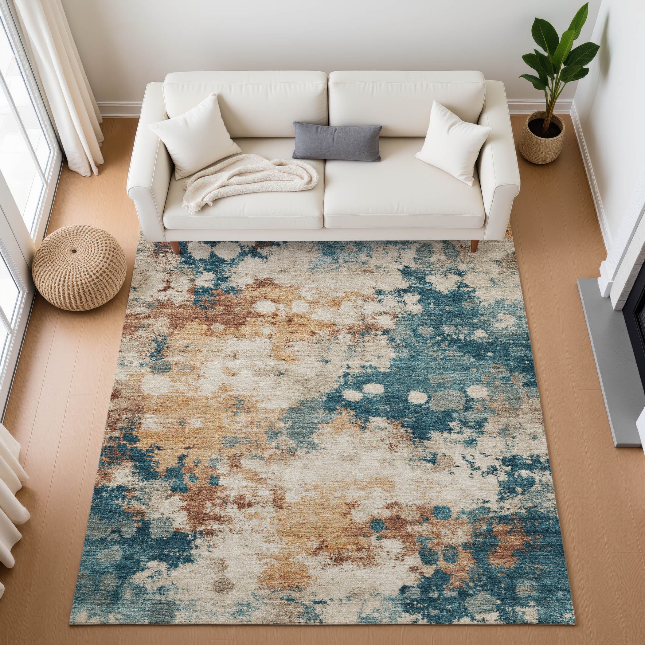 Kathmandu Machine Washable Transitional Putty Ivory Rug 2'6" x 3'10" #shape_Rectangle