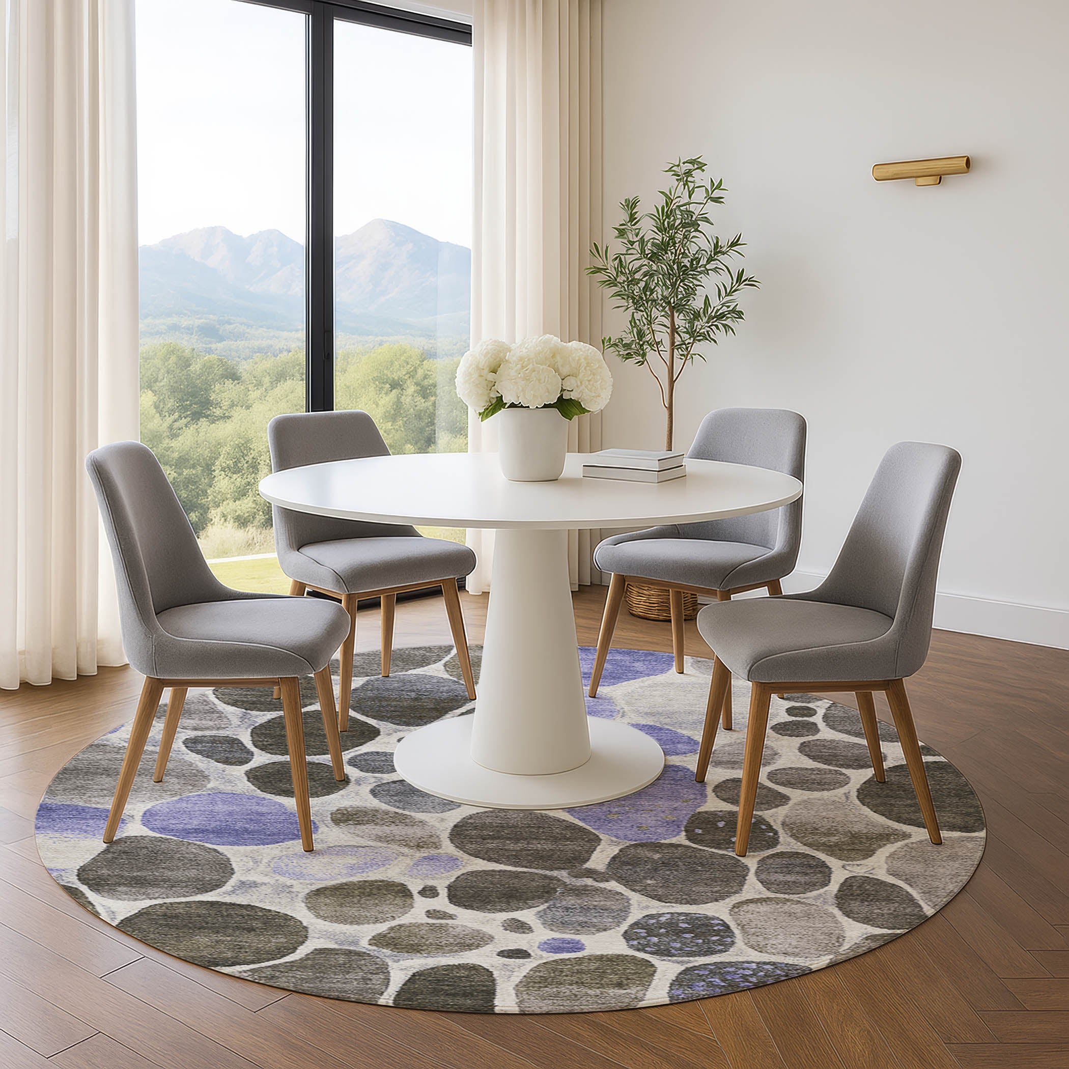 Ghent Machine Washable Transitional Chocolate Brown Rug 8' x 8' #shape_Round