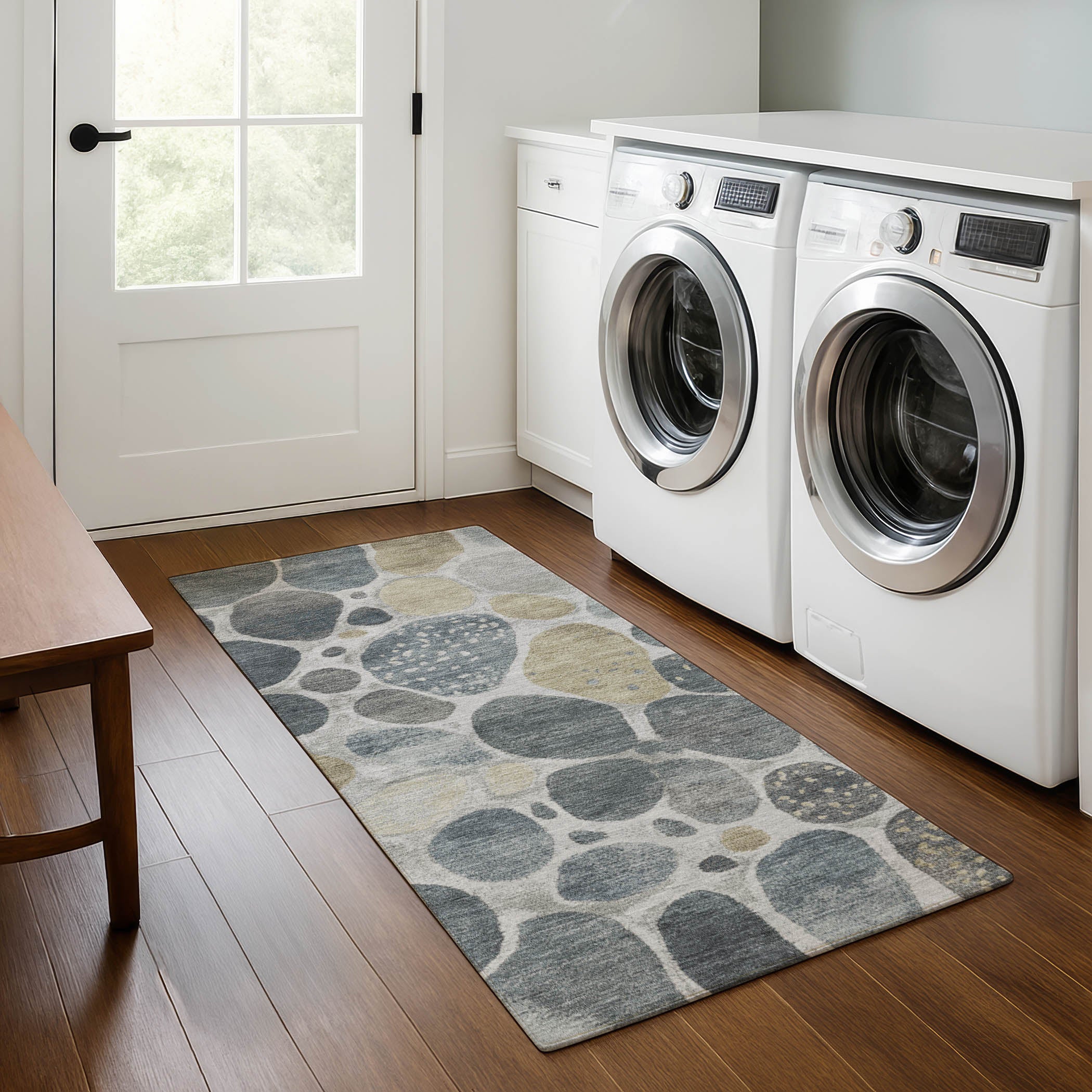 Ghent Machine Washable Transitional Pewter Gray Rug 2'3" x 7'6" #shape_Runner