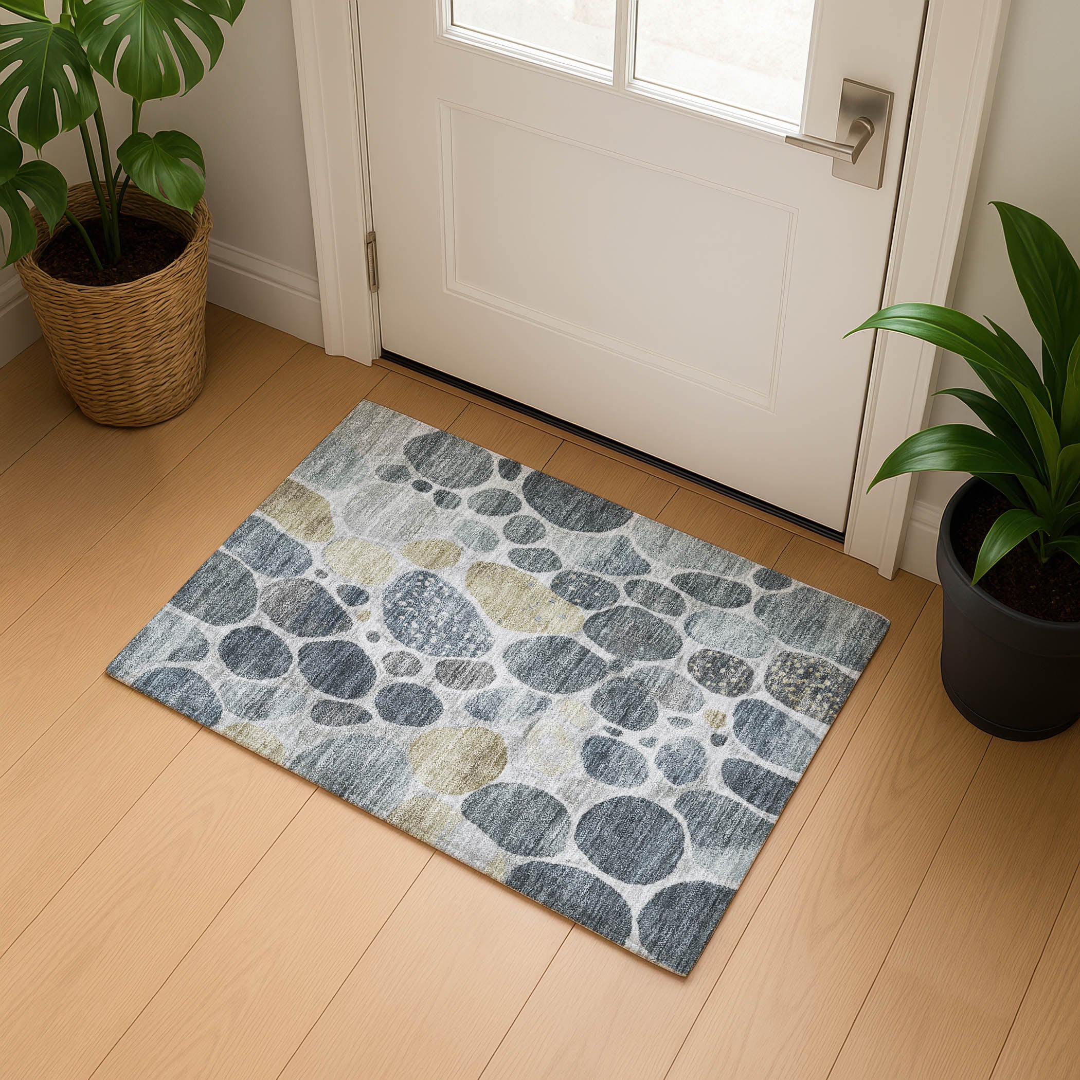 Ghent Machine Washable Transitional Pewter Gray Rug 1'8" x 2'6" #shape_Rectangle