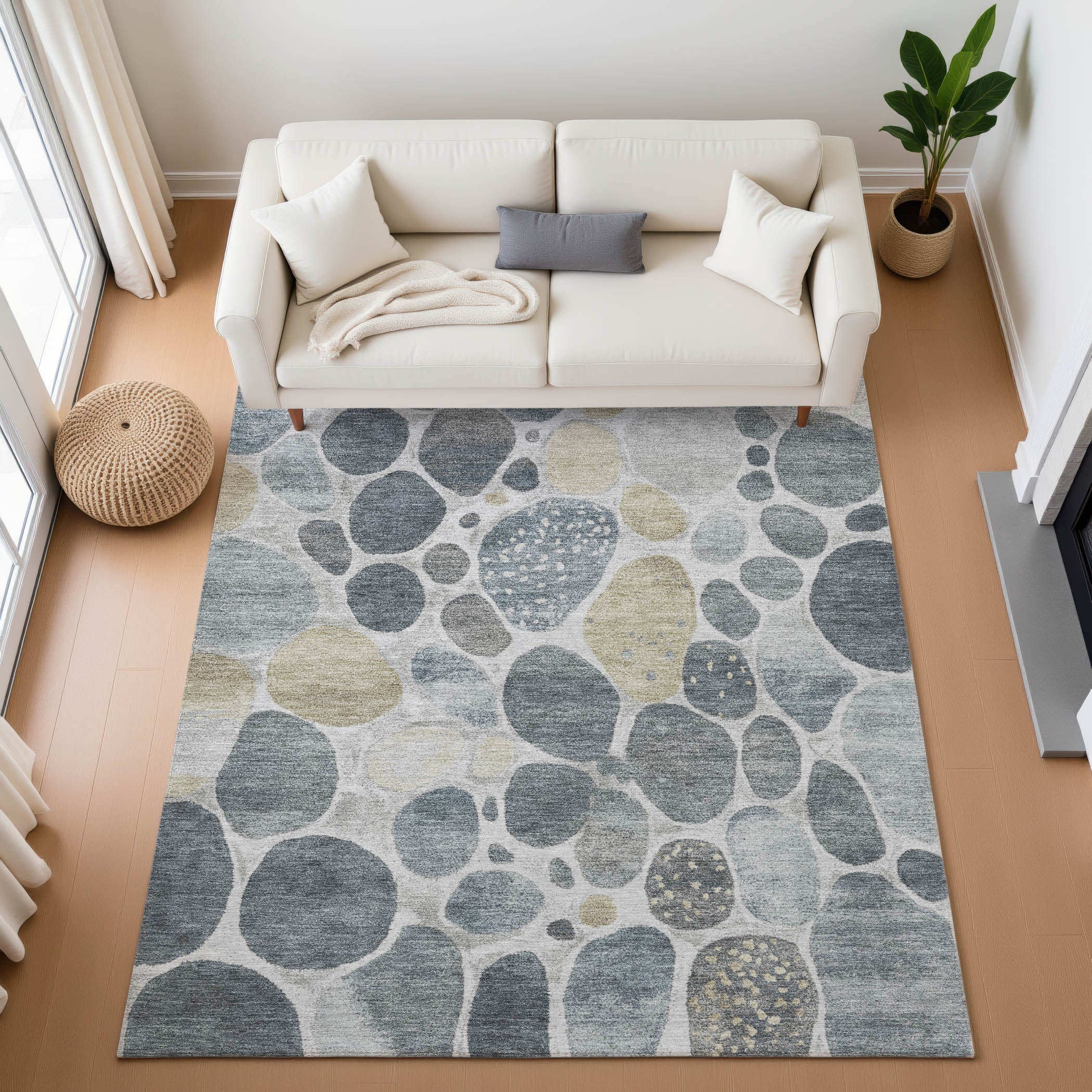 Ghent Machine Washable Transitional Pewter Gray Rug 2'6" x 3'10" #shape_Rectangle