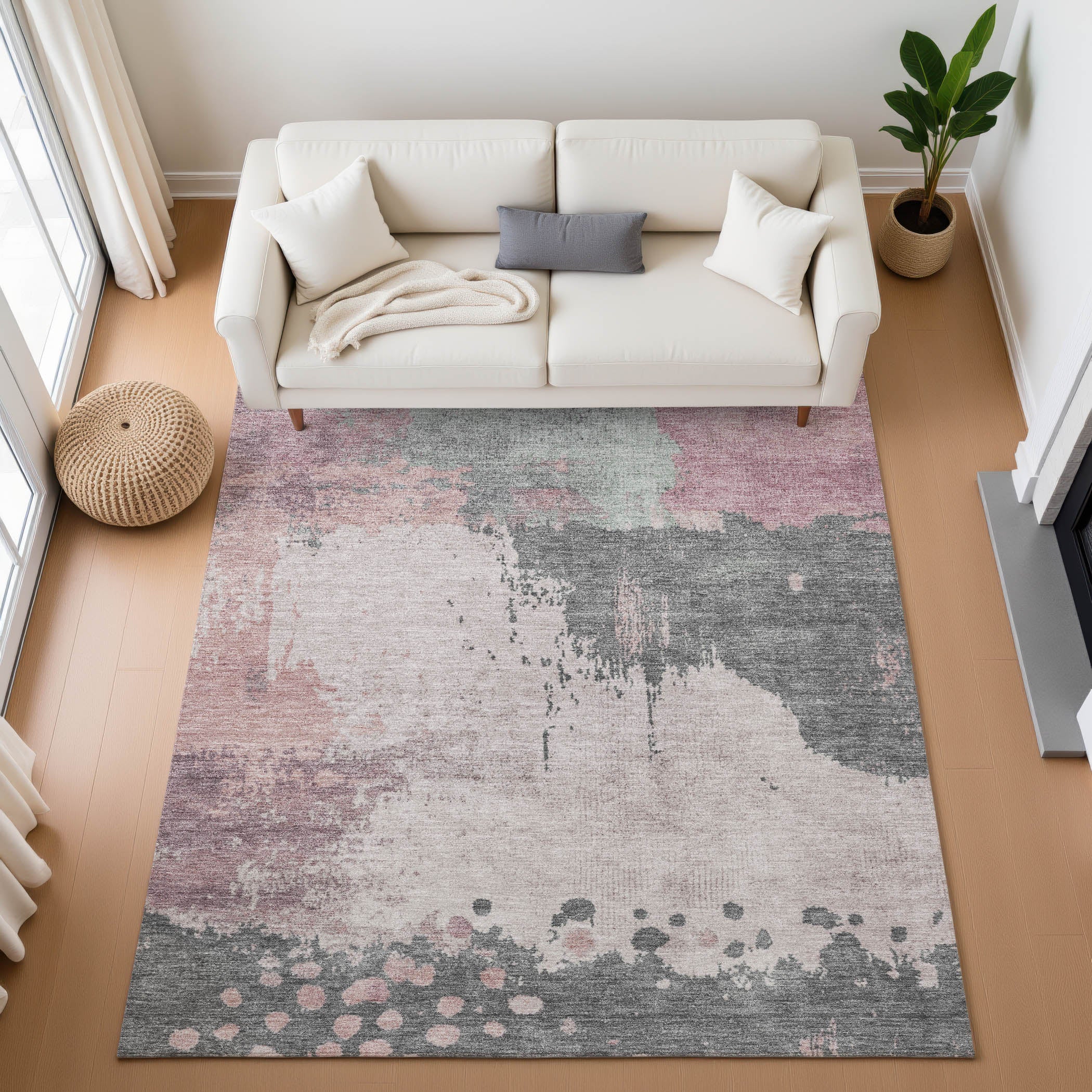 Seville Machine Washable Transitional Blush Pink Rug 2'6" x 3'10" #shape_Rectangle