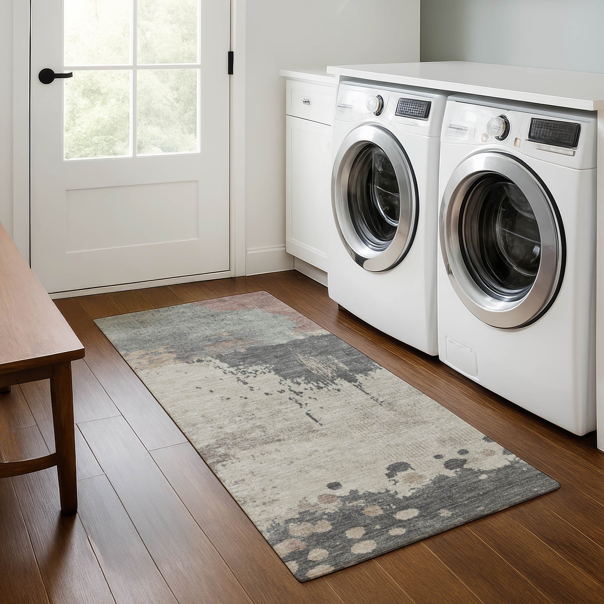 Seville Machine Washable Transitional Khaki Brown Rug 2'3" x 7'6" #shape_Runner