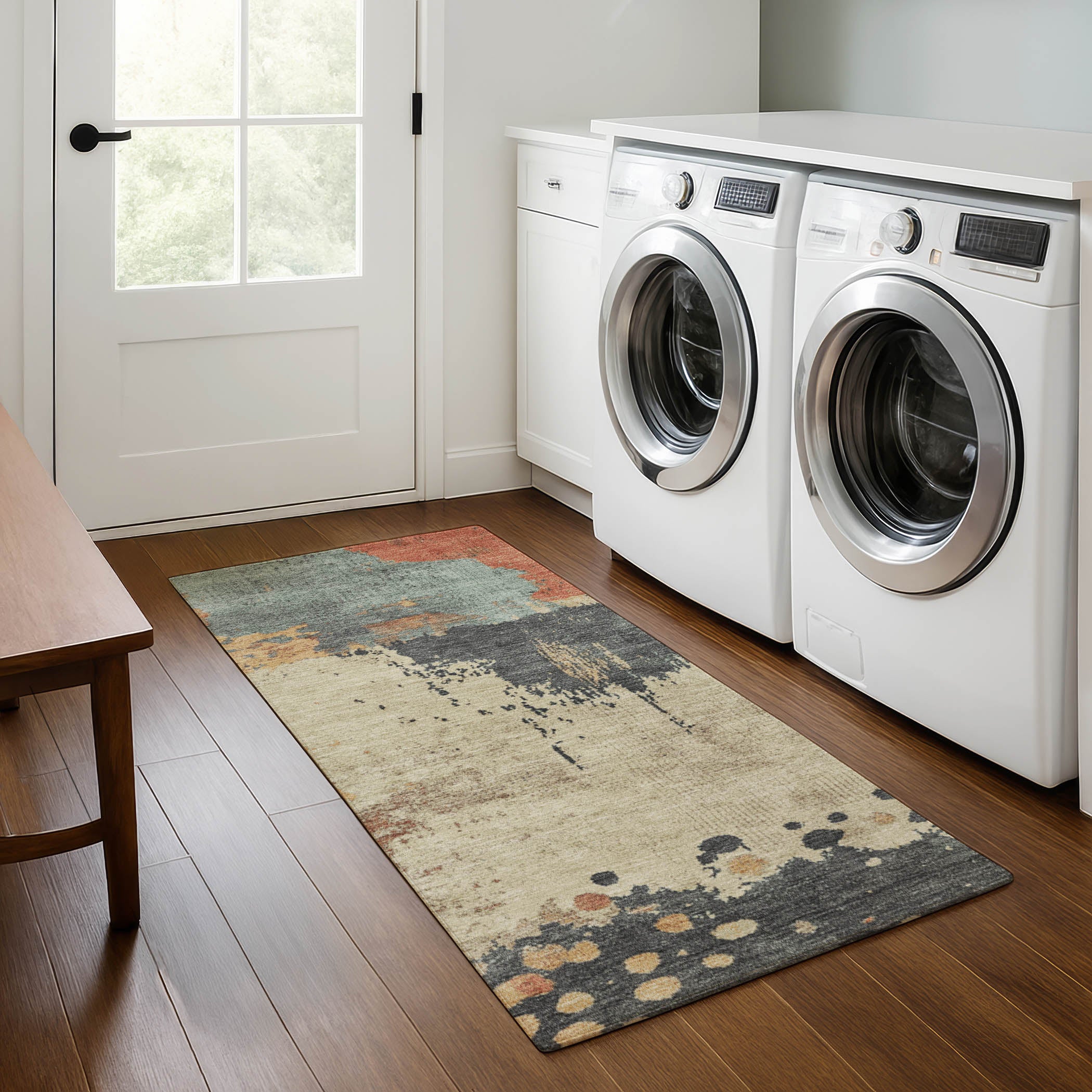 Seville Machine Washable Transitional Paprika Orange Rug 2'3" x 7'6" #shape_Runner