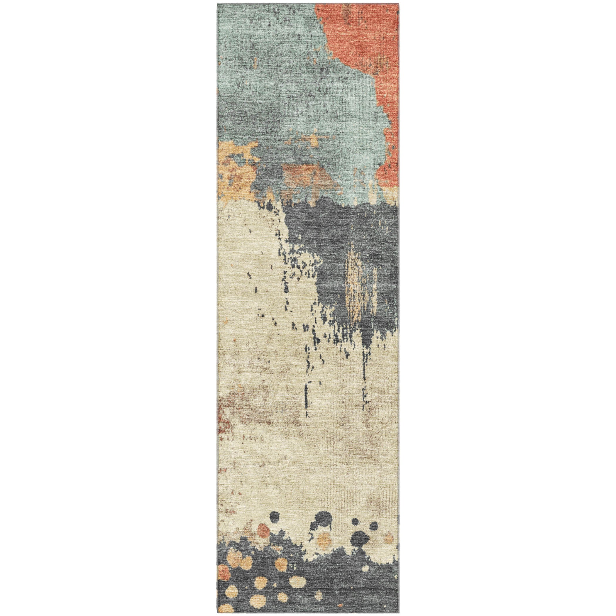Seville Machine Washable Transitional Paprika Orange Rug 2'3" x 7'6" #shape_Runner
