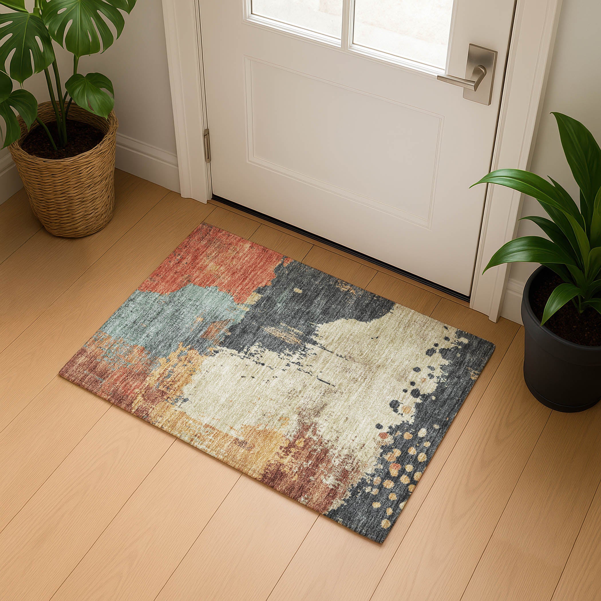 Seville Machine Washable Transitional Paprika Orange Rug 1'8" x 2'6" #shape_Rectangle