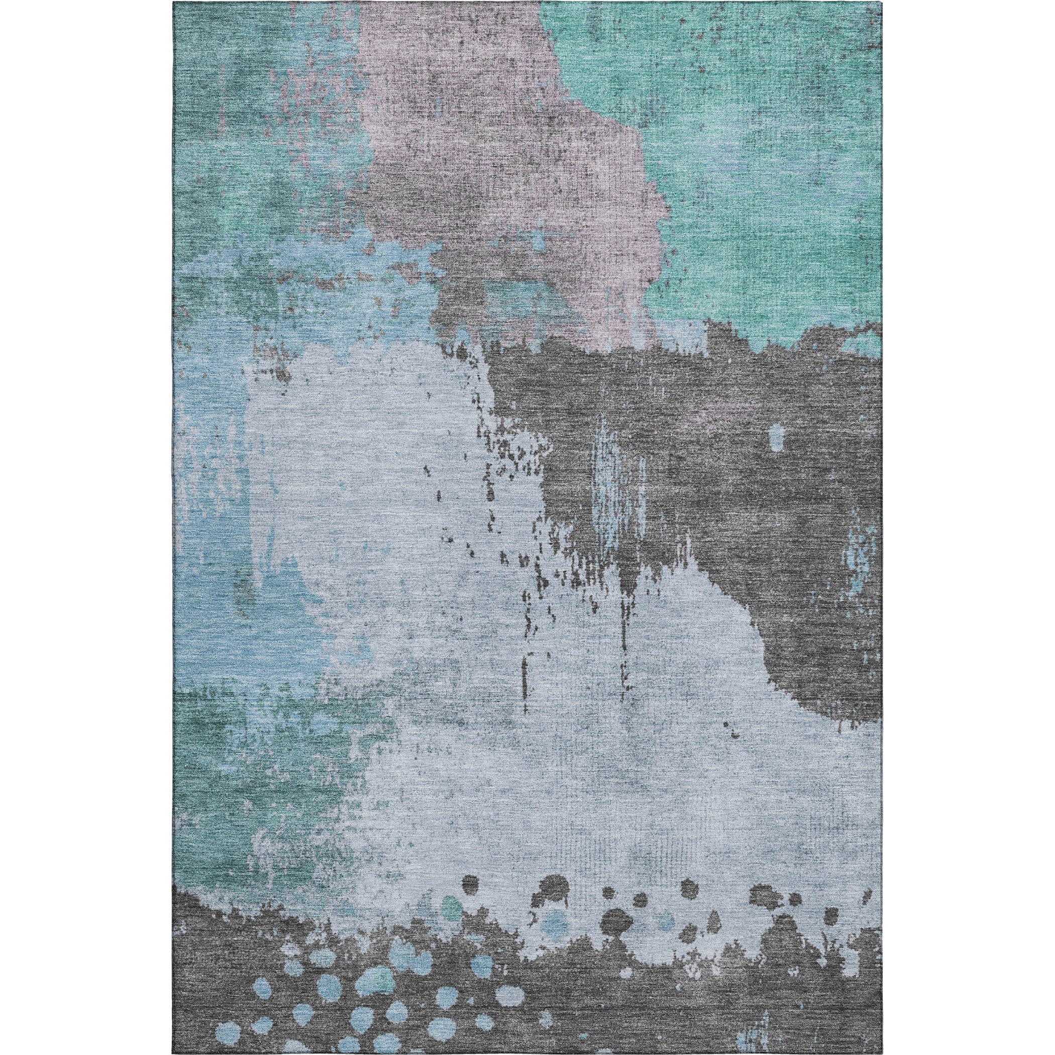 Seville Machine Washable Transitional Teal Rug 2'6" x 3'10" #shape_Rectangle