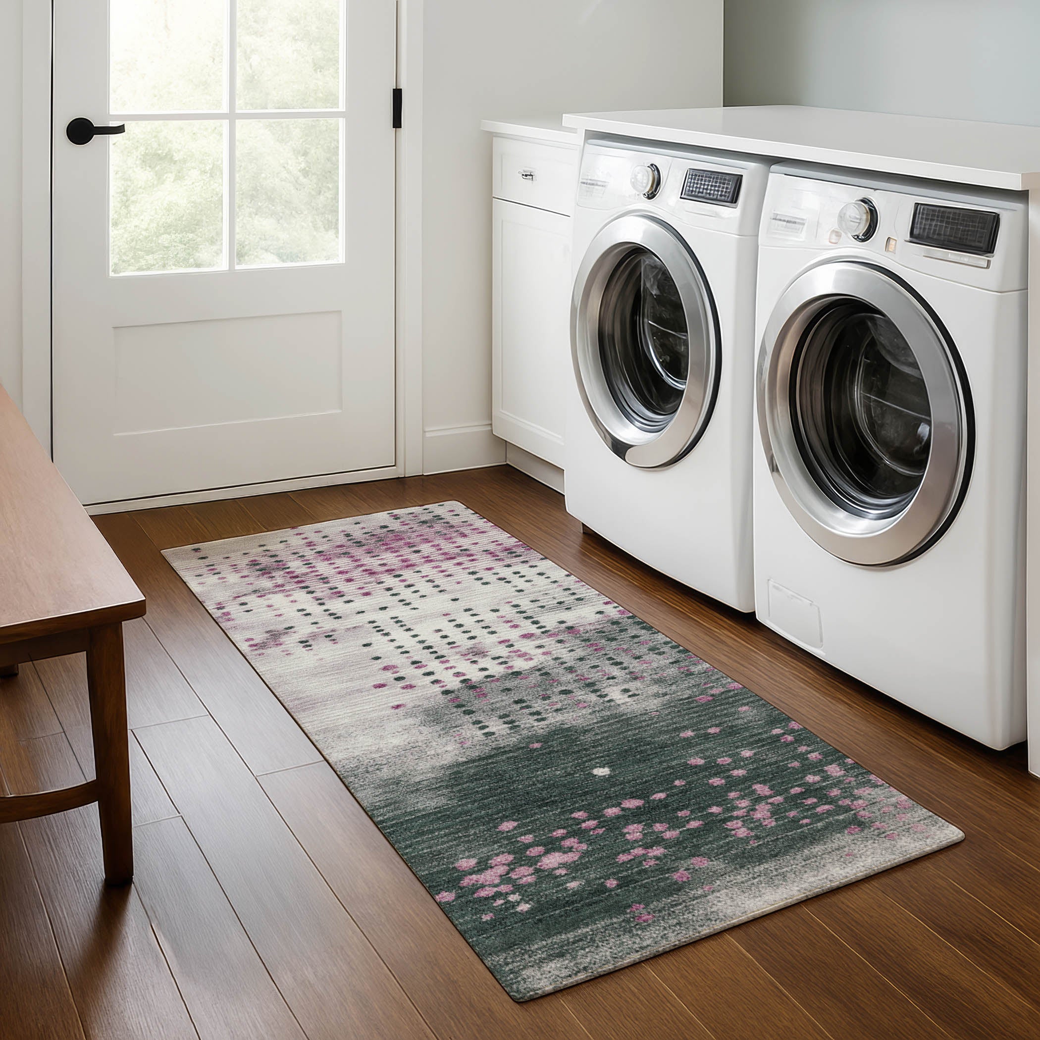 Salzburg Machine Washable Transitional Blush Pink Rug 2'3" x 7'6" #shape_Runner