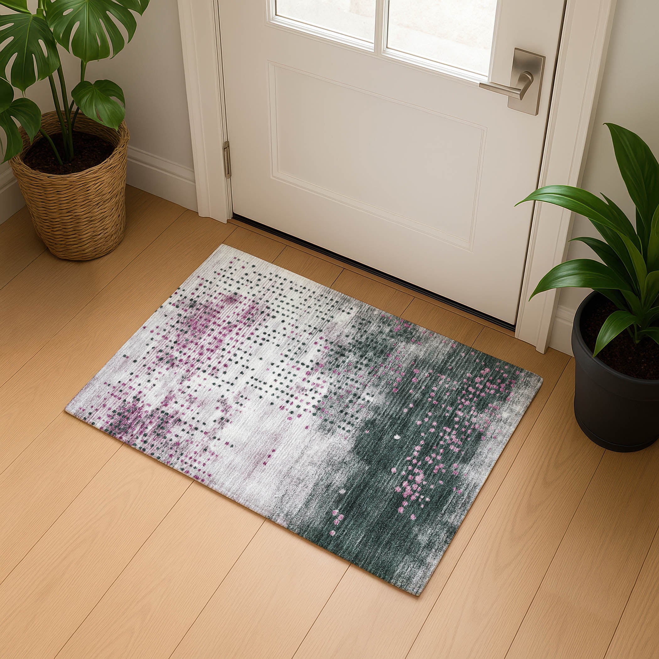 Salzburg Machine Washable Transitional Blush Pink Rug 1'8" x 2'6" #shape_Rectangle
