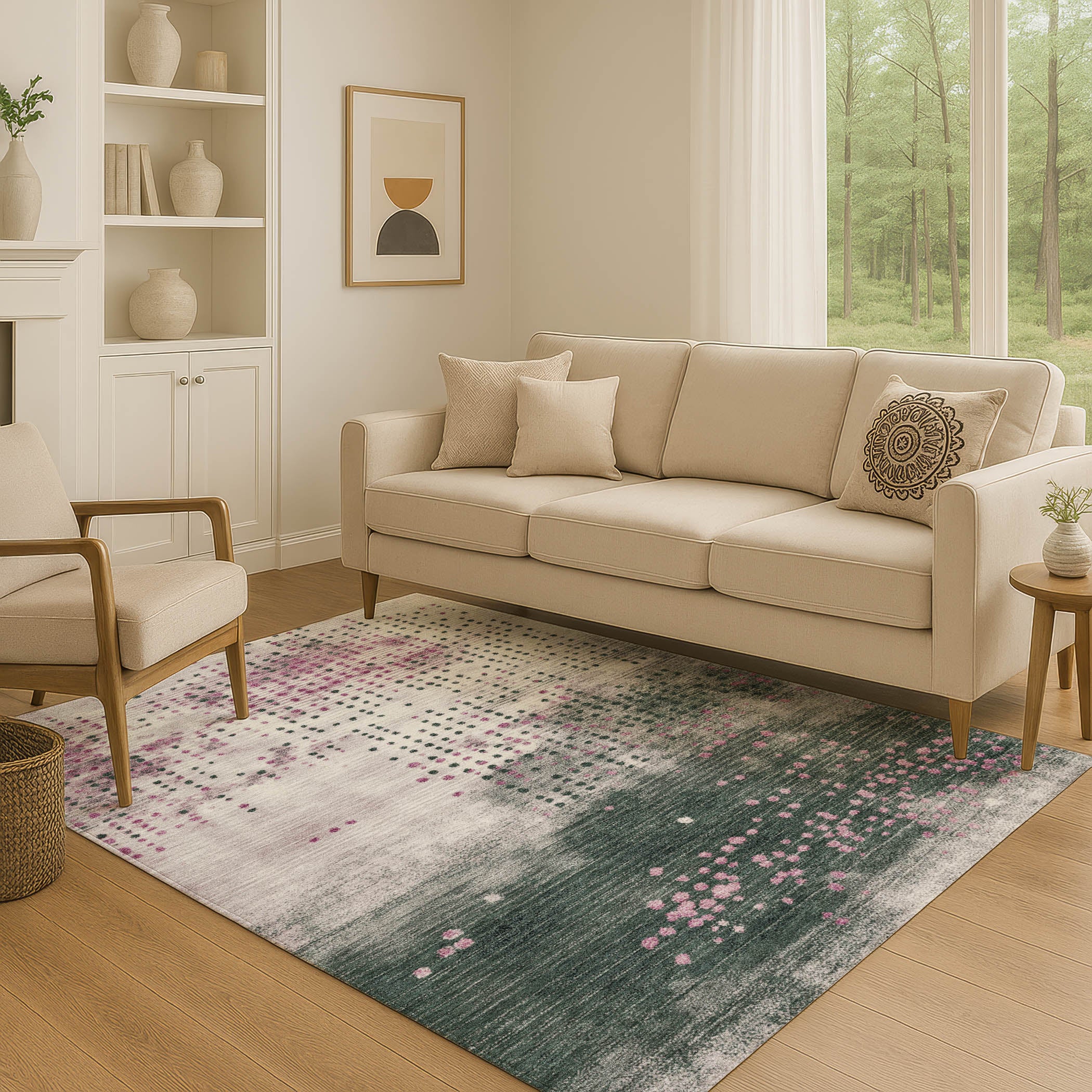 Salzburg Machine Washable Transitional Blush Pink Rug 2'6" x 3'10" #shape_Rectangle